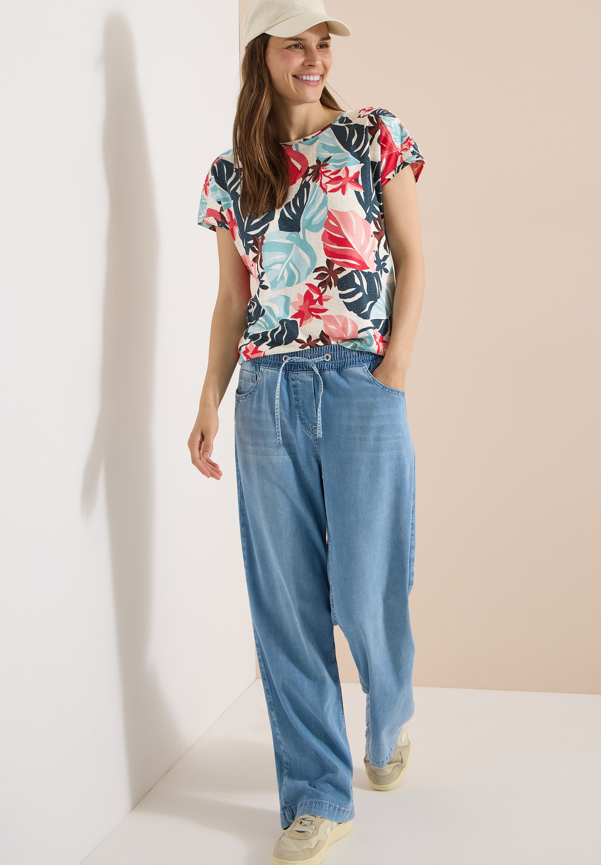 Cecil Kurzarmshirt Sommershirt mit U-Boot-Ausschnitt und Print