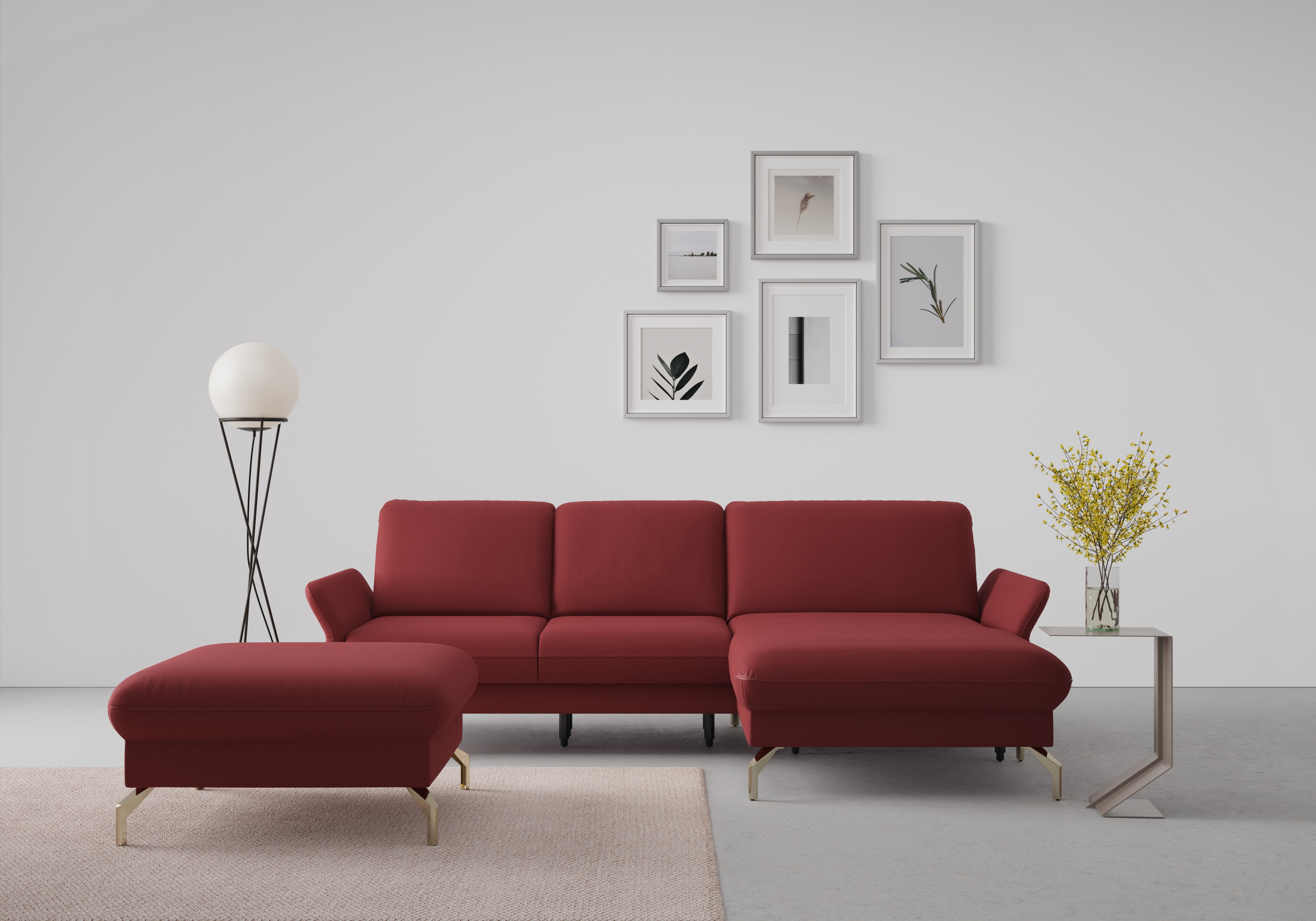 sit&more Ecksofa "Fashion L-Form" wahlweise mit Kopfteilverstellung, Vorziehsitz, motorisch, Nickelfüße
