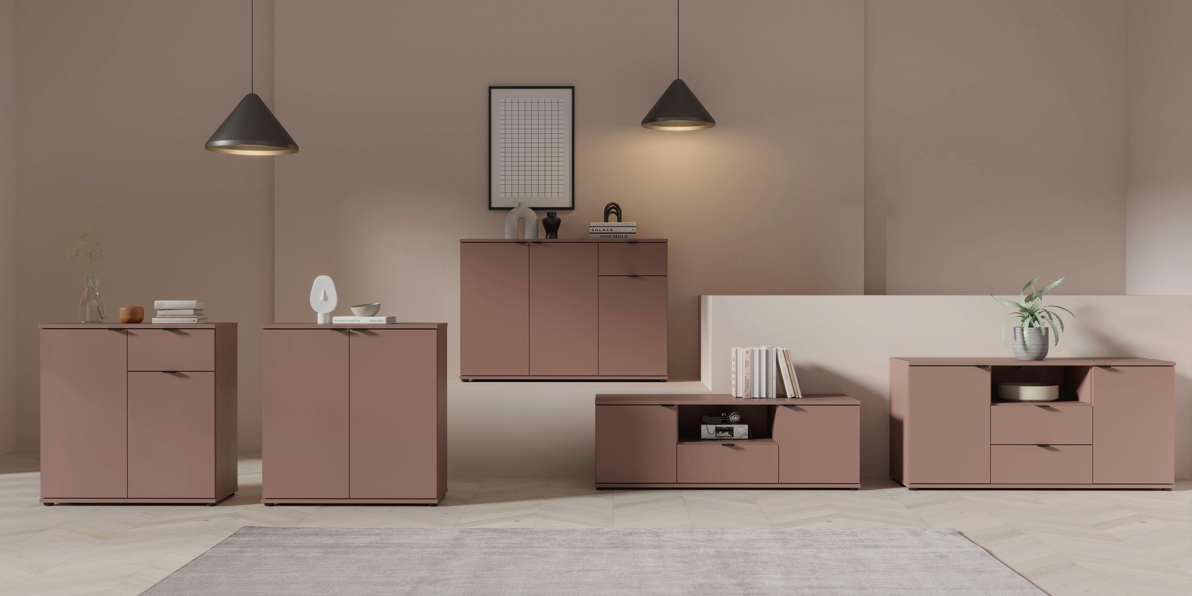 FORTE Sideboard »Ganymede«, Sideboard, Stauraum, Schublade; Metallgriffe, 4 Dekore, Breite 119,8cm