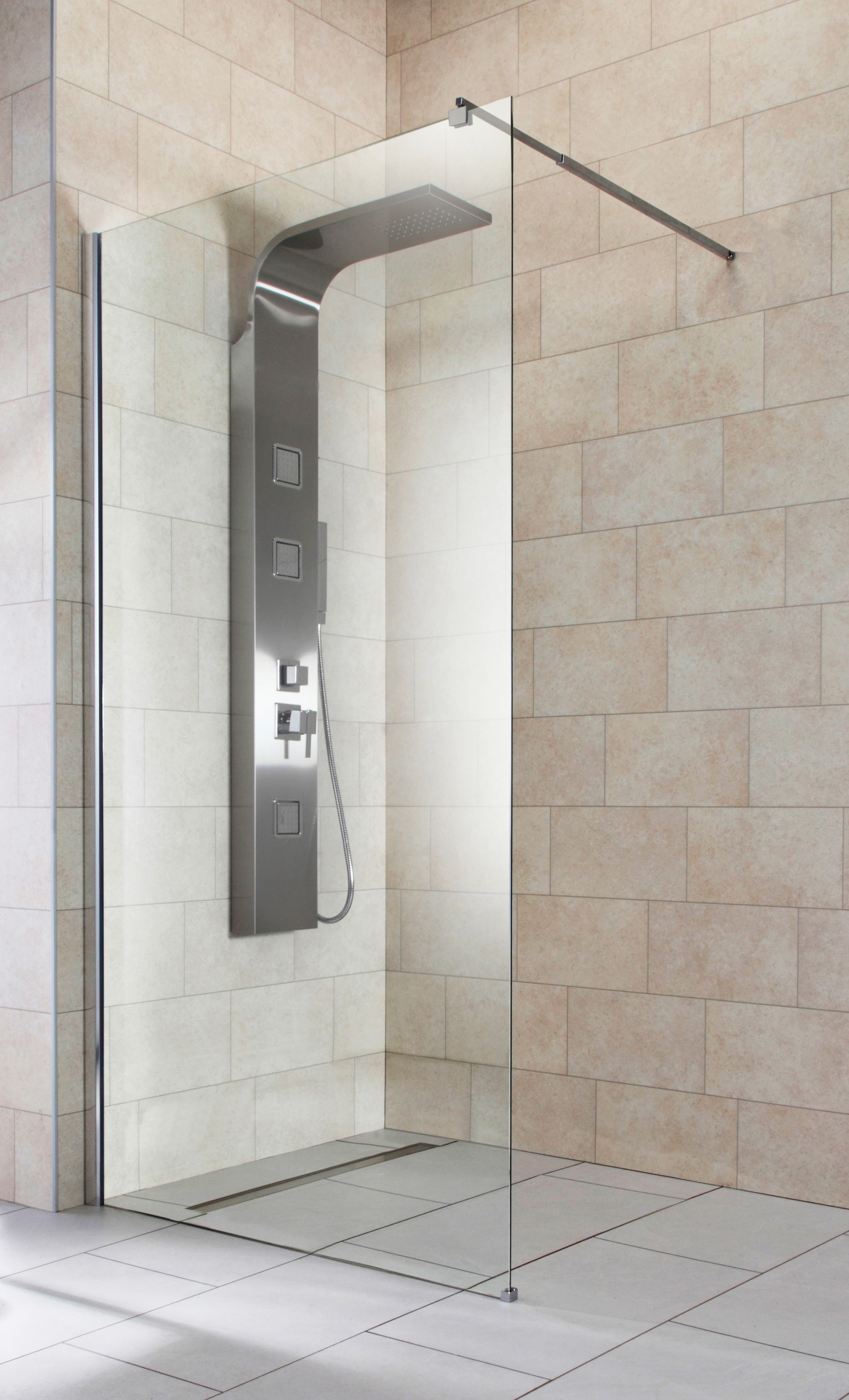 welltime Walk-in-Dusche "Tropea light" Inklusive verstellbarem Wandarm