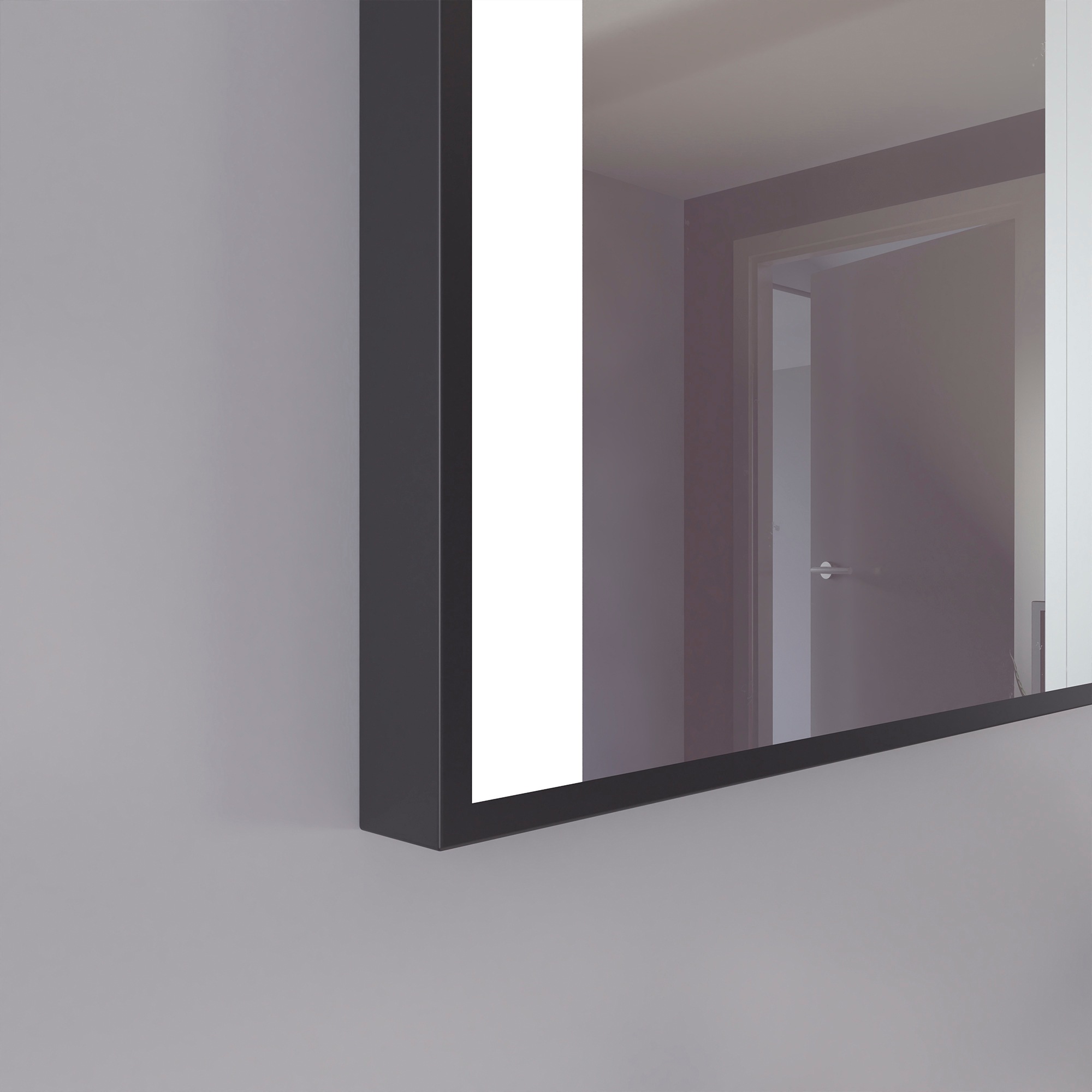 Thumbnail - Loevschall Badspiegel "Libra Quadratisch, Badzimmerspiegel mit LED Beleuchtung" Touchpanel für Lichtsteuerung, Dimmbar S...