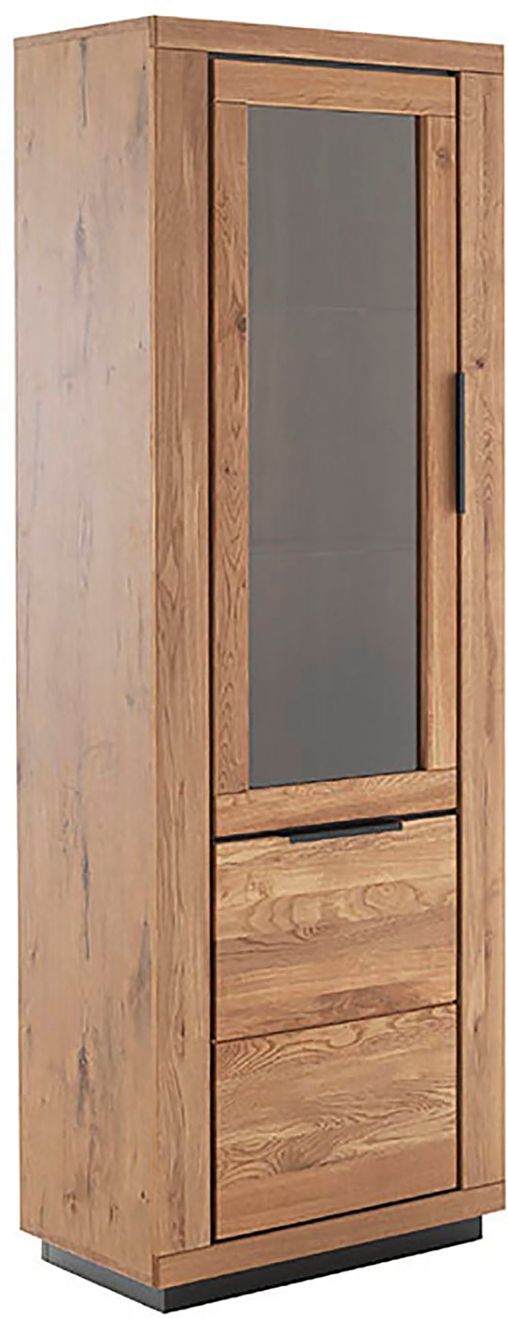 Vitrine MCA LIVING, B:72cm H:200cm T:40cm, beige, Holzwerkstoff, Massivholz, Wohnzimmer, Schränke, "GRENO Vitrine Links/Rechts", universell rechts