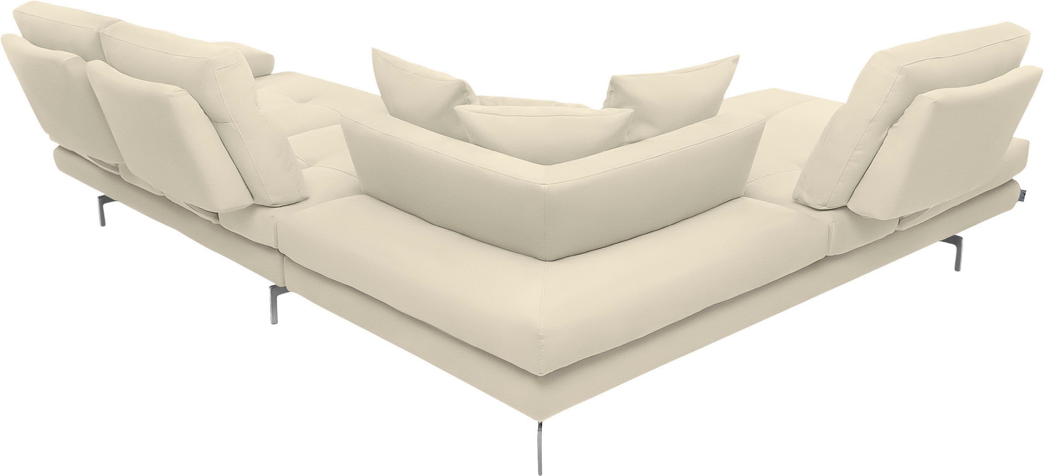 CALIA ITALIA Ecksofa »Toby Wing, L-Form, Designsofa mit sensationellem Sitzkomfort«, Sitztiefenverstell.,wahlw. mit Kissen-Set, Füße chrom glänzend