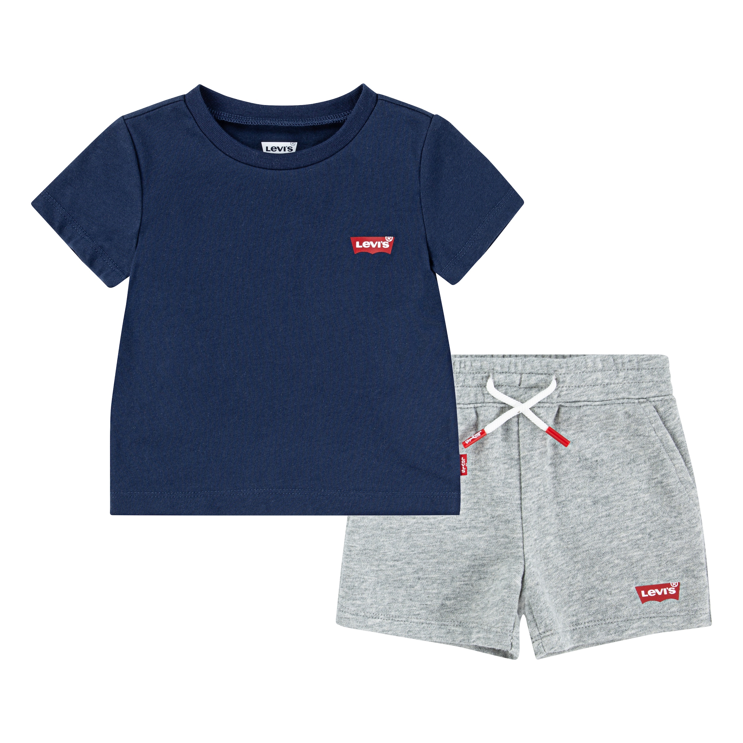 LEVI'S KIDS Mädchen Shirt & Shorts "LVB BATWING TEE & KNIT SHORT S", blau, Gr. 3M, Obermaterial: 60% Baumwolle, 40% Polyester, KOB Set-Artikel, mit
