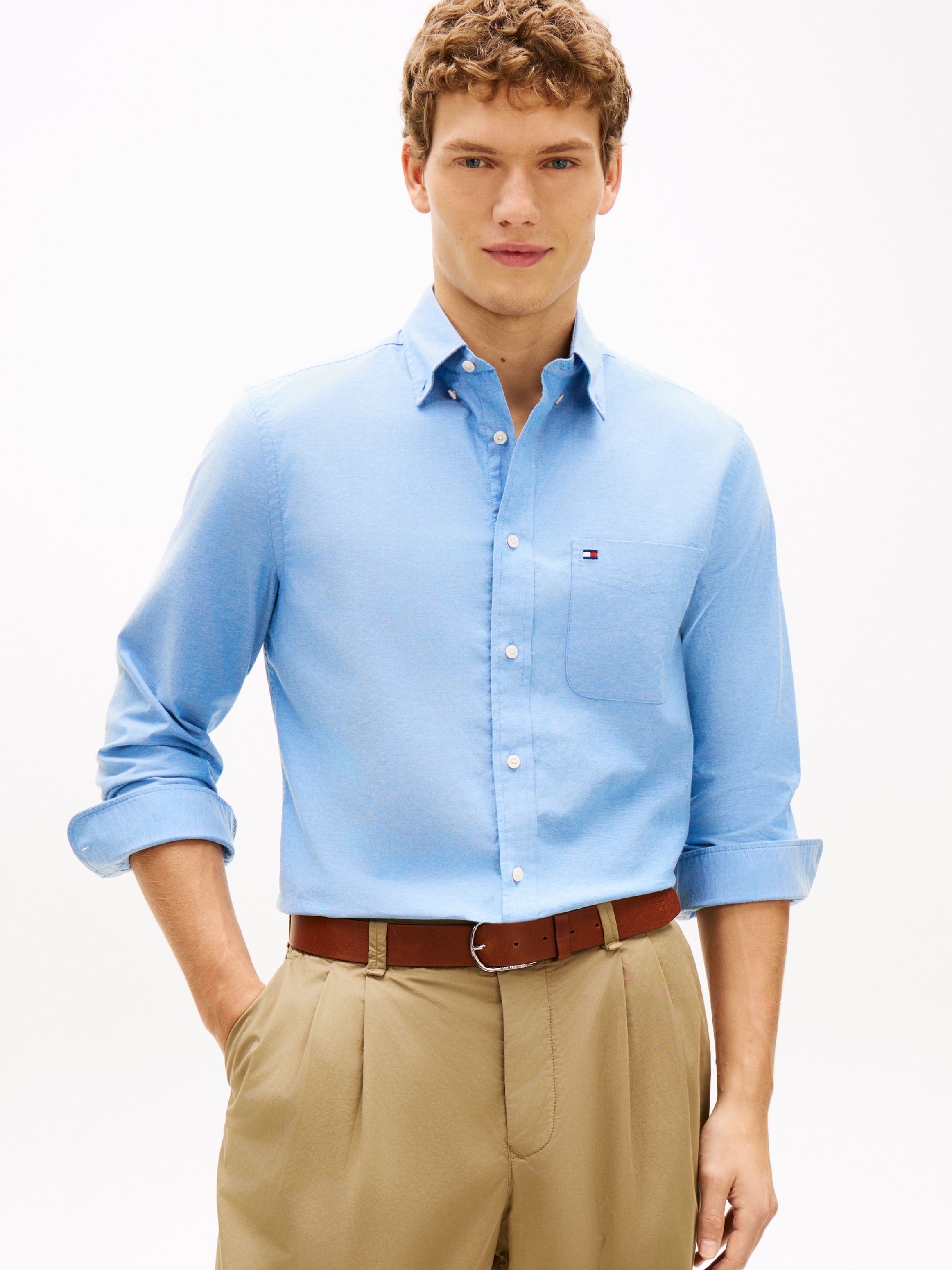 Tommy Hilfiger Langarmhemd »LIGHT OXFORD SOLID Slim Fit«