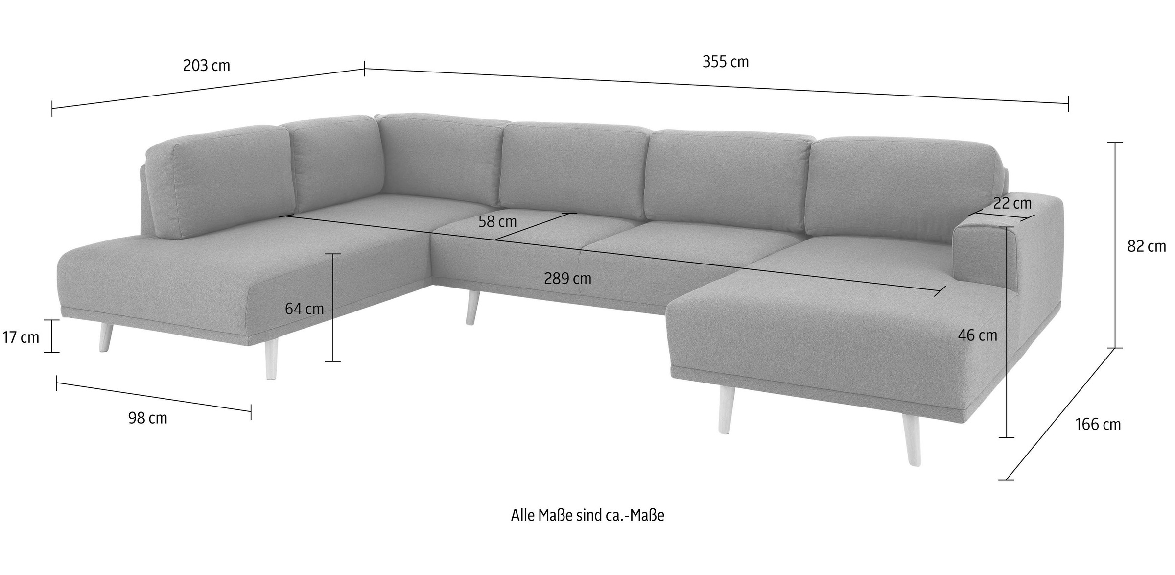 Thumbnail - Home affaire Wohnlandschaft "Lasse U-Form" im scandinavischem Stil mit Holzfüßen