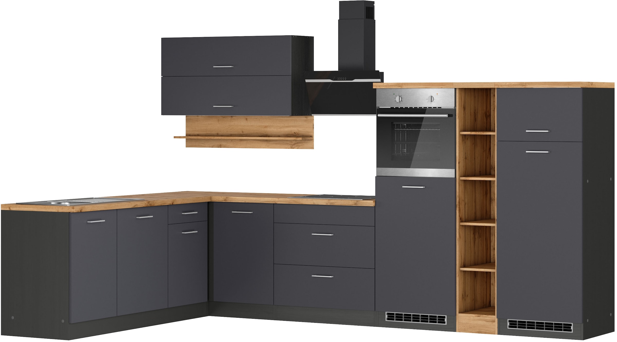 KOCHSTATION Winkelküche "KS-Milan", Stellbreite 340/220 cm, viel Stauraum, günstig online kaufen