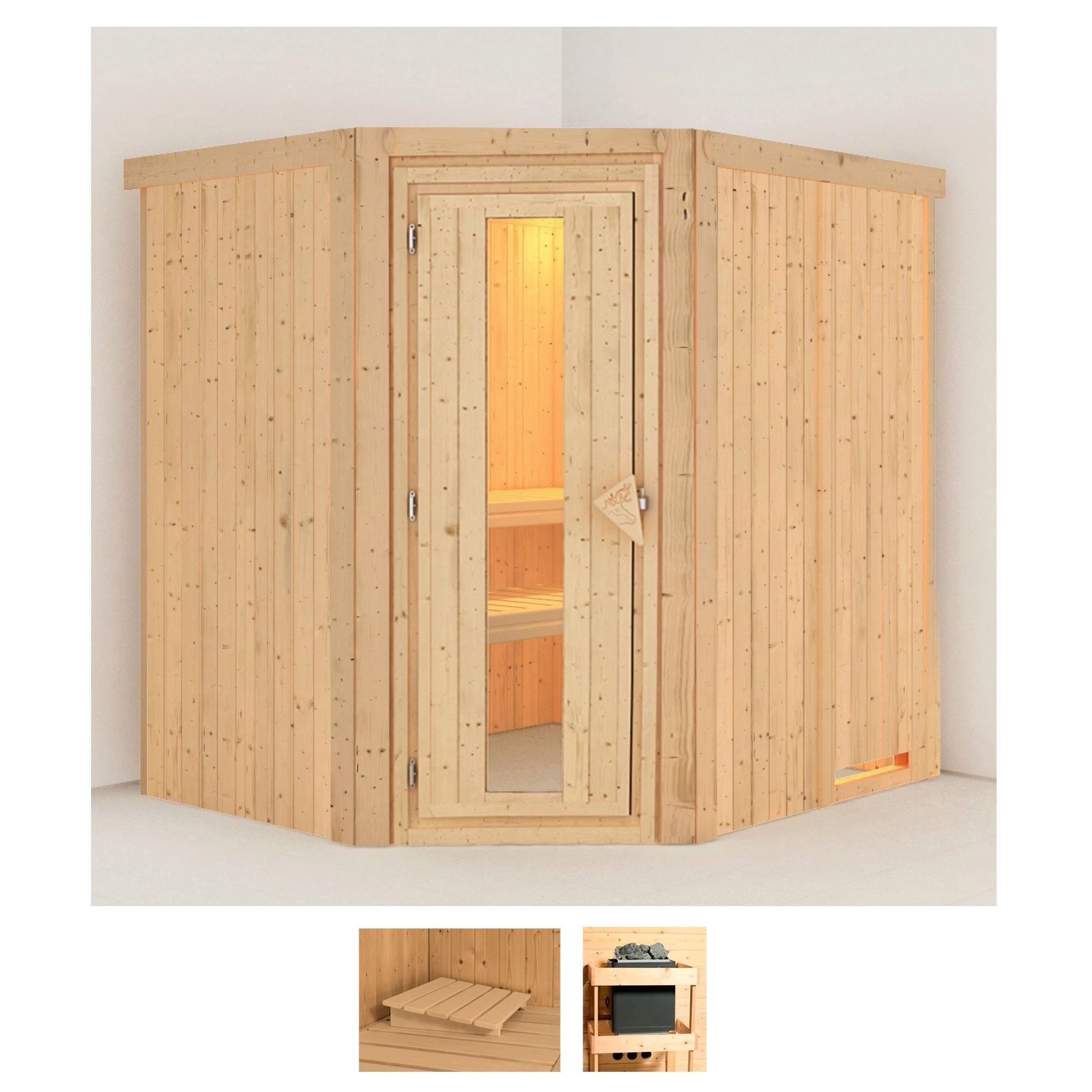 KARIBU Sauna "Siirin", ohne Ofen, (ohne Ofen), beige, Saunen, ohne Ofen