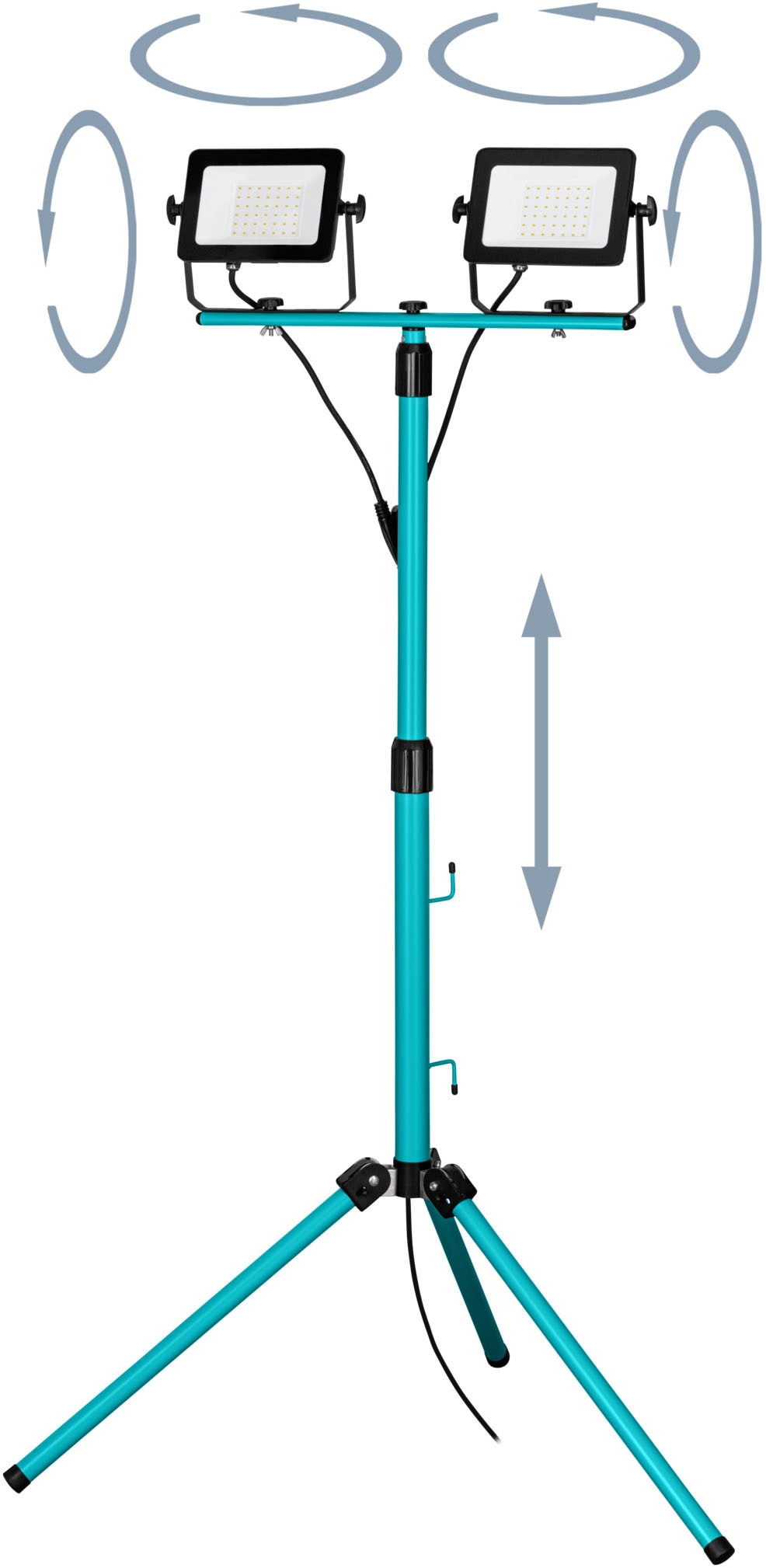 EGLO Deckenstrahler »AVELAR Strahler - Alu, Kunststoff - LED - 2X30W - IP65« LED-Modul 1 Stk. Neutralweiß LED Baustrahler, Arbeitsleuchte, Arbeitsscheinwerfer, L75xB68xH193,5cm