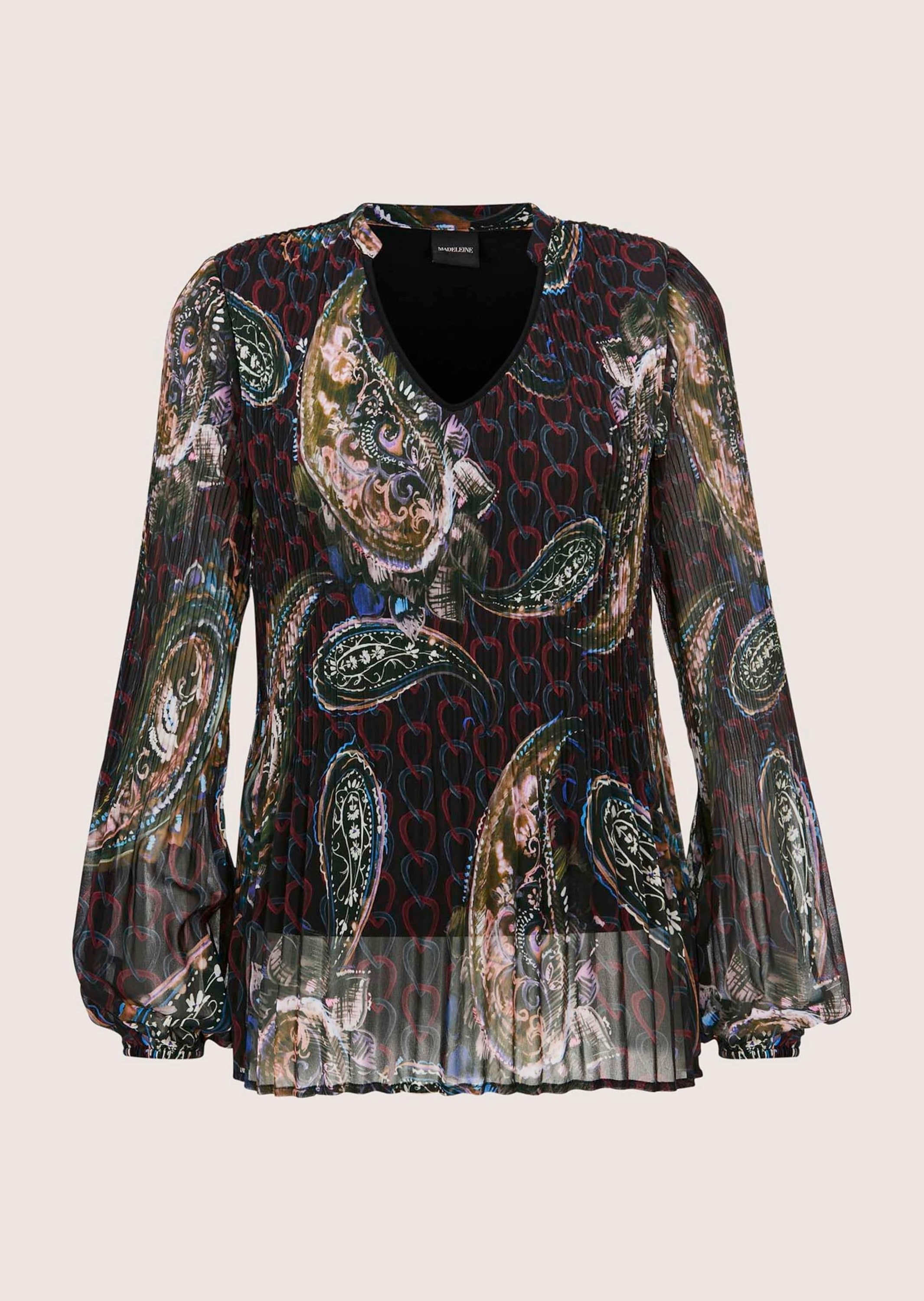 MADELEINE Langarmbluse "Bluse Elegante Chiffon-Tunika mit V-Ausschnitt" Pli günstig online kaufen