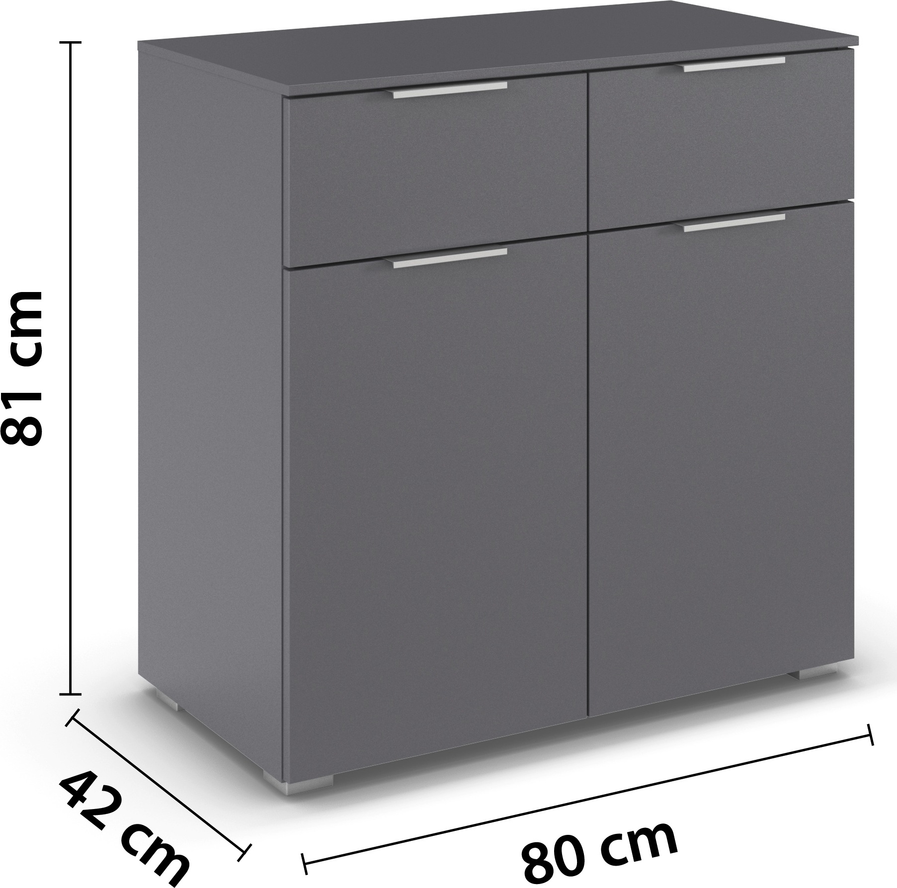 rauch Kombikommode »Sideboard Schubladenkommode CORTONA mit Dekor-Front« Breite 80 cm inkl. Soft-Close-Funktion,  mit 2 Schubladen und 1 verstellbaren Einlegeboden MADE IN GERMANY