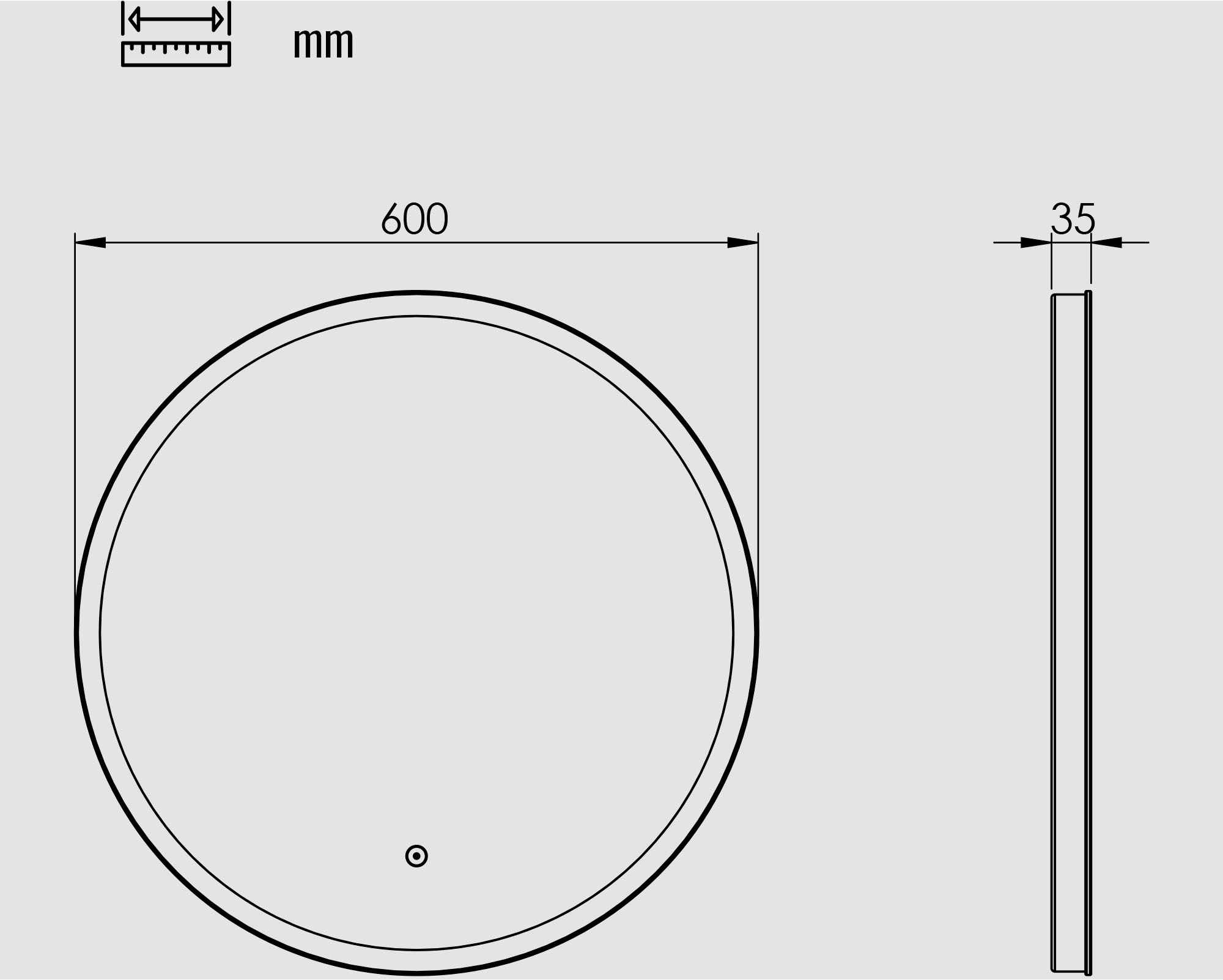 Badspiegel »Atlas Rund, Badezimmerspiegel mit LED Beleuchtung, Lichtspiegel«, (1 St.), Touchpanel für Lichtsteuerung, Verstellbarer Spiegel, Dänisches Design