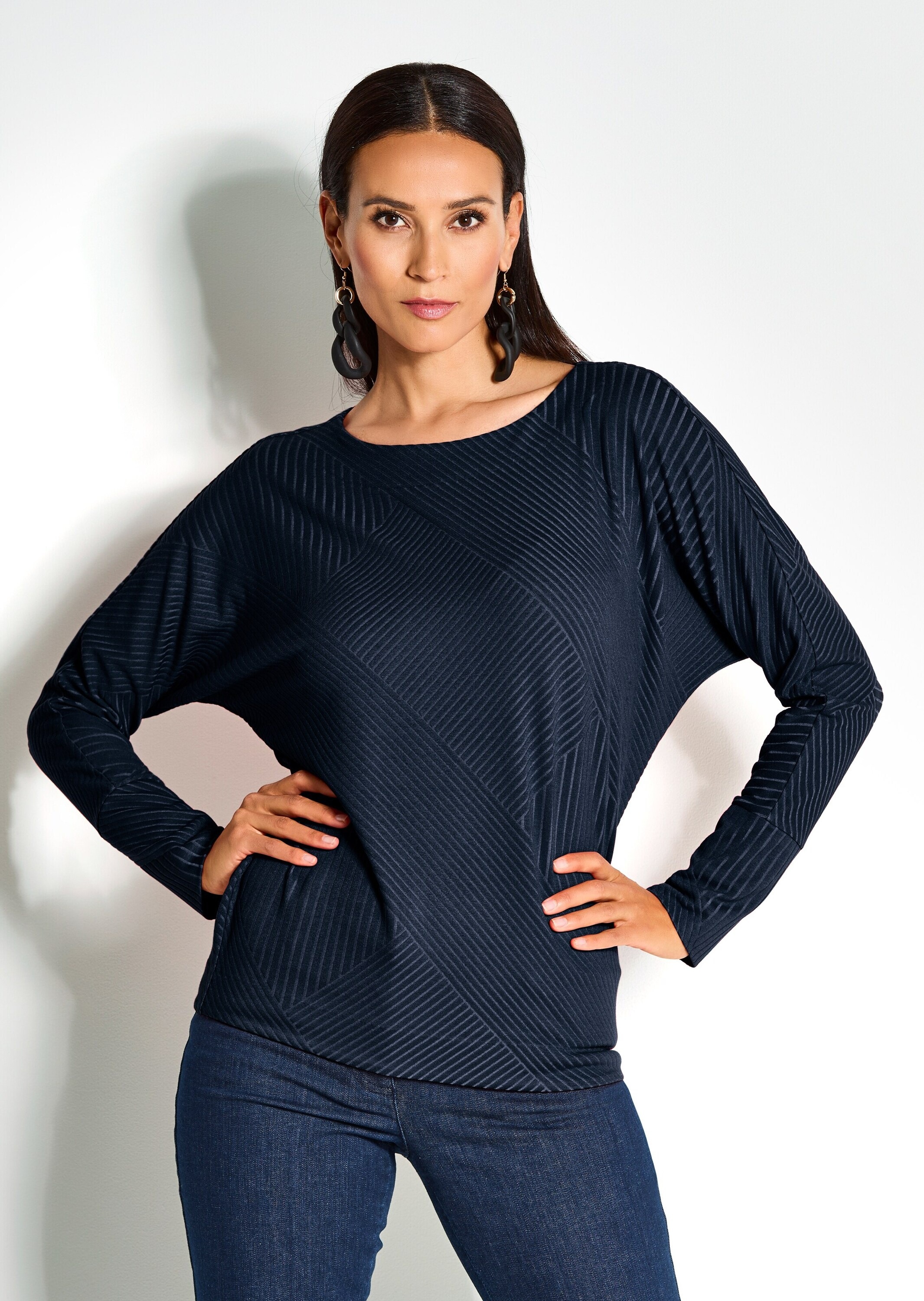 MADELEINE Langarmshirt »Shirt Shirt mit Fledermausärmeln und Struktur«