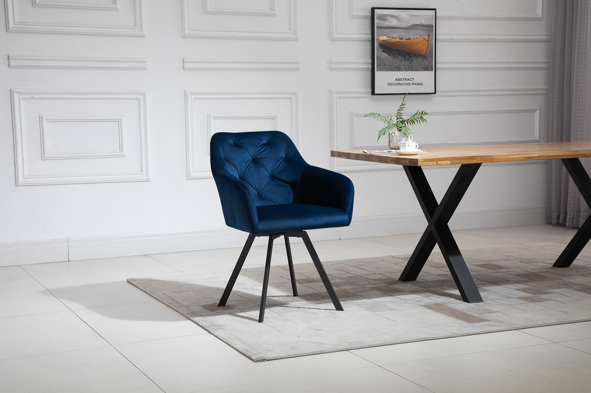 SalesFever Essgruppe »Stilvolle Essgruppe«, (Set, 5 tlg.), 5-teilige Sitzgruppe mit 360° Drehplatte und echter Baumkante