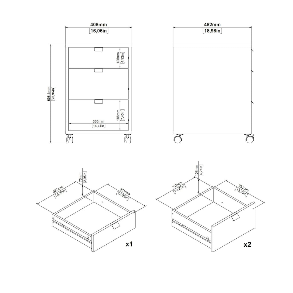 Home affaire Rollcontainer »Sign Rollwagen Rollschrank verschiebarer Transportbehälter,«