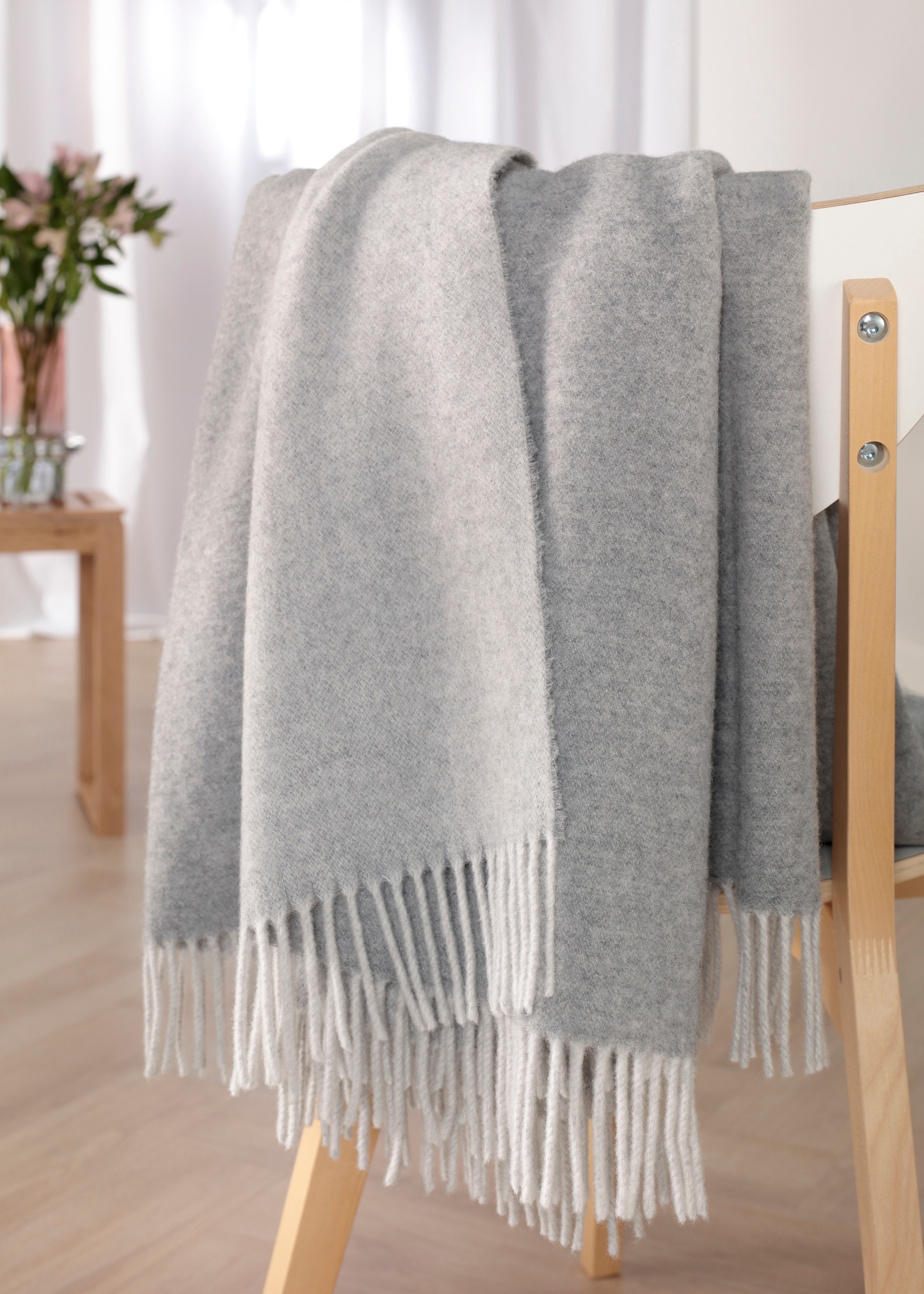 Biederlack Plaid "Soft Impression im Doubleface-Look" Wolle-Kaschmir-Mix günstig online kaufen