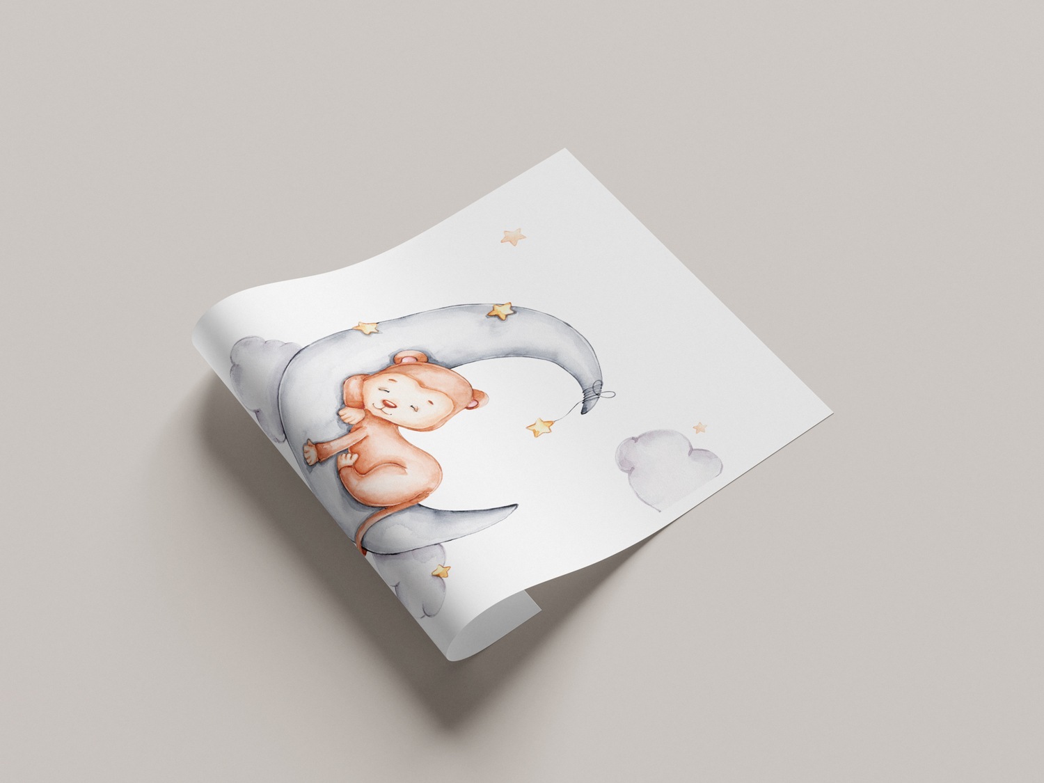 Lüttenhütt Poster "Schlafender Affe auf Mond mit Sternen", Affen-Affenbilde günstig online kaufen