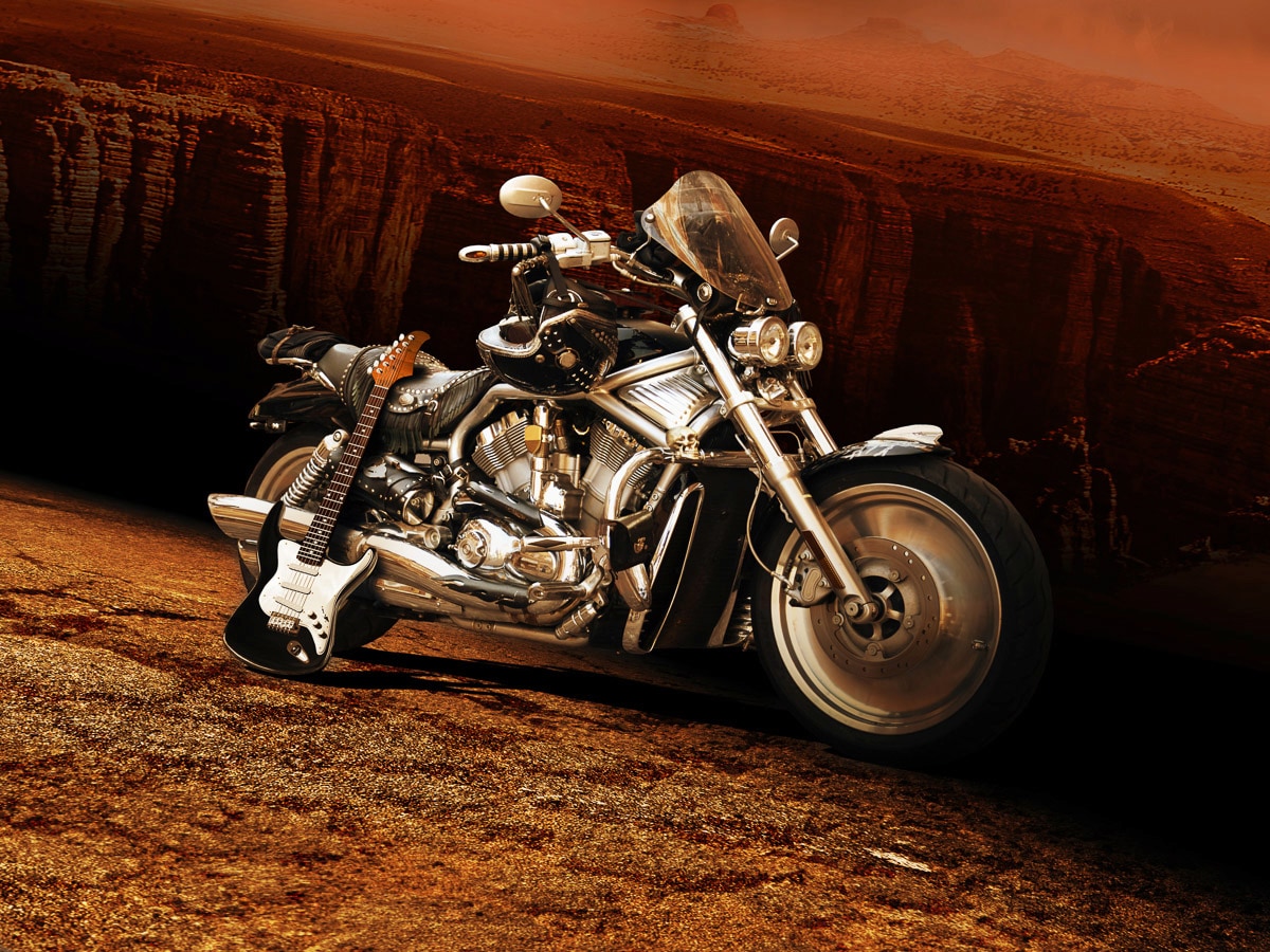 Papermoon Fototapete "Motorrad Gitarre"