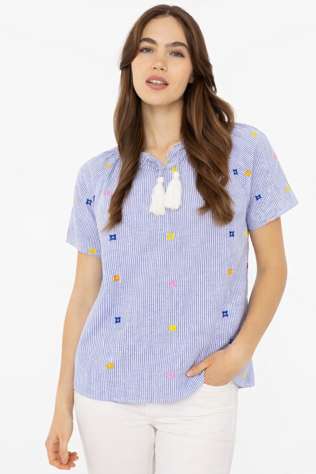 Zwillingsherz Kurzarmbluse ""Stripe & Stitch"" Kurzarm, mit Stickerei, Tunn günstig online kaufen