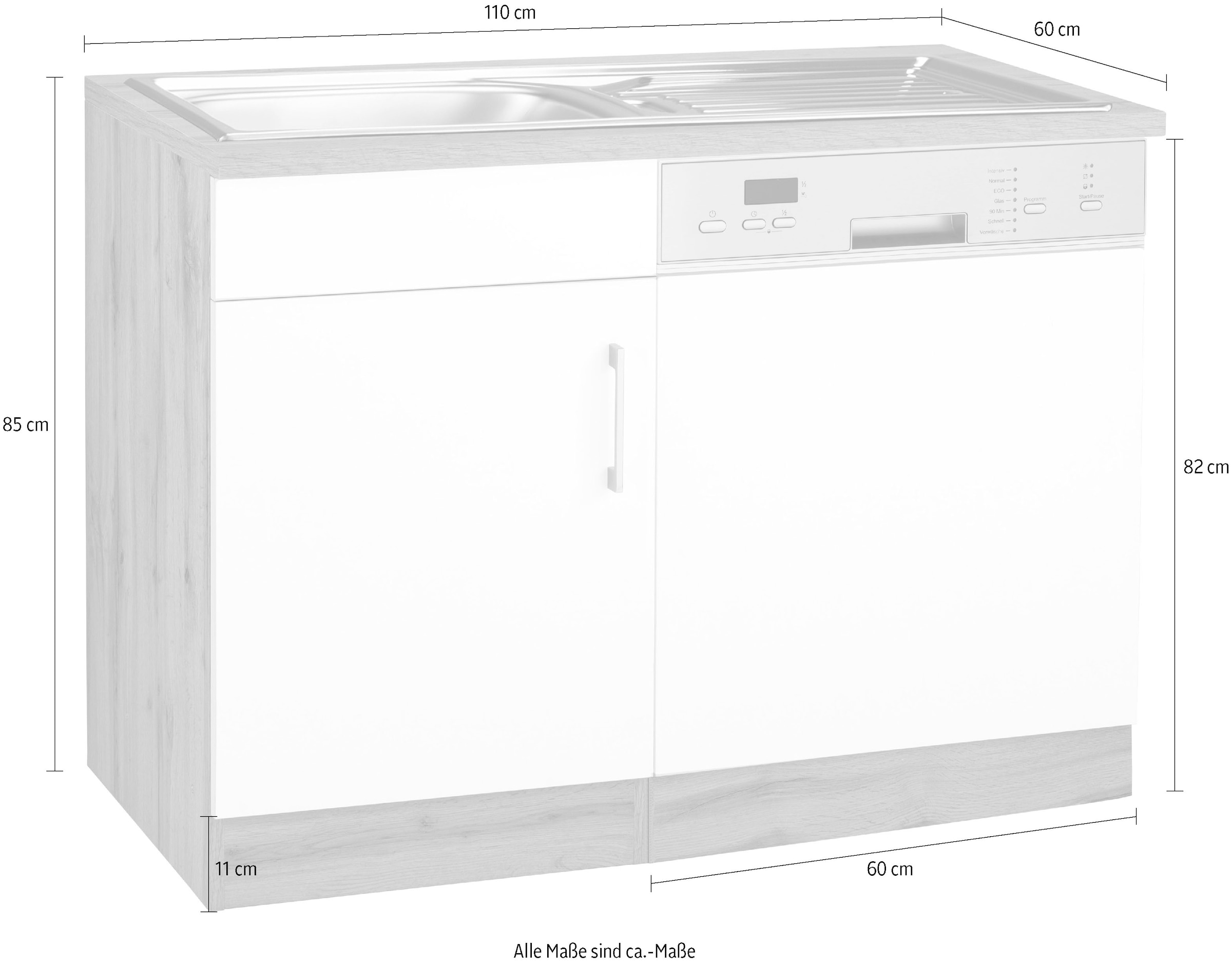 HELD MÖBEL Spülenschrank »Colmar«, 110 cm, Front und Sockelblende für teilintegrierten  Geschirrspüler kaufen | BAUR