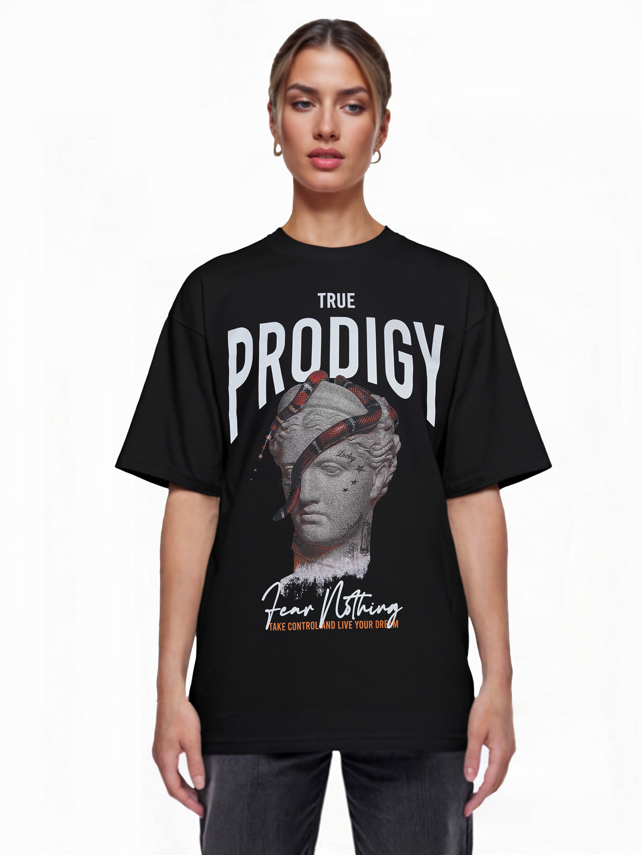 trueprodigy Oversize-Shirt "Jamie F Logo Print Oversized Rundhals"