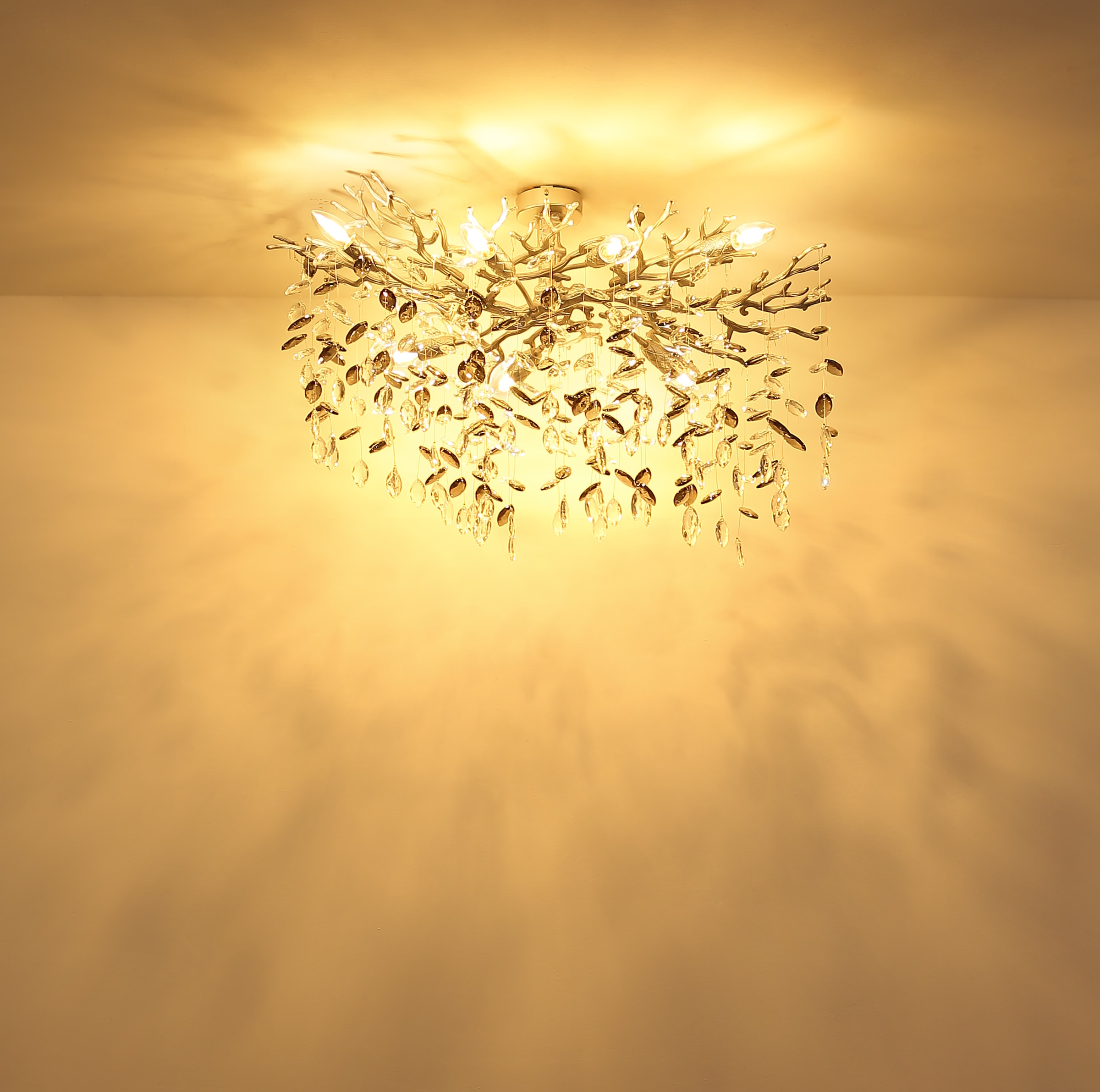 GLOBO LIGHTING Deckenleuchte »QUEENA« E14 1 Stk. Deckenleuchte Silber, Glaskristalle Rauch/Klar, Flexo, E14