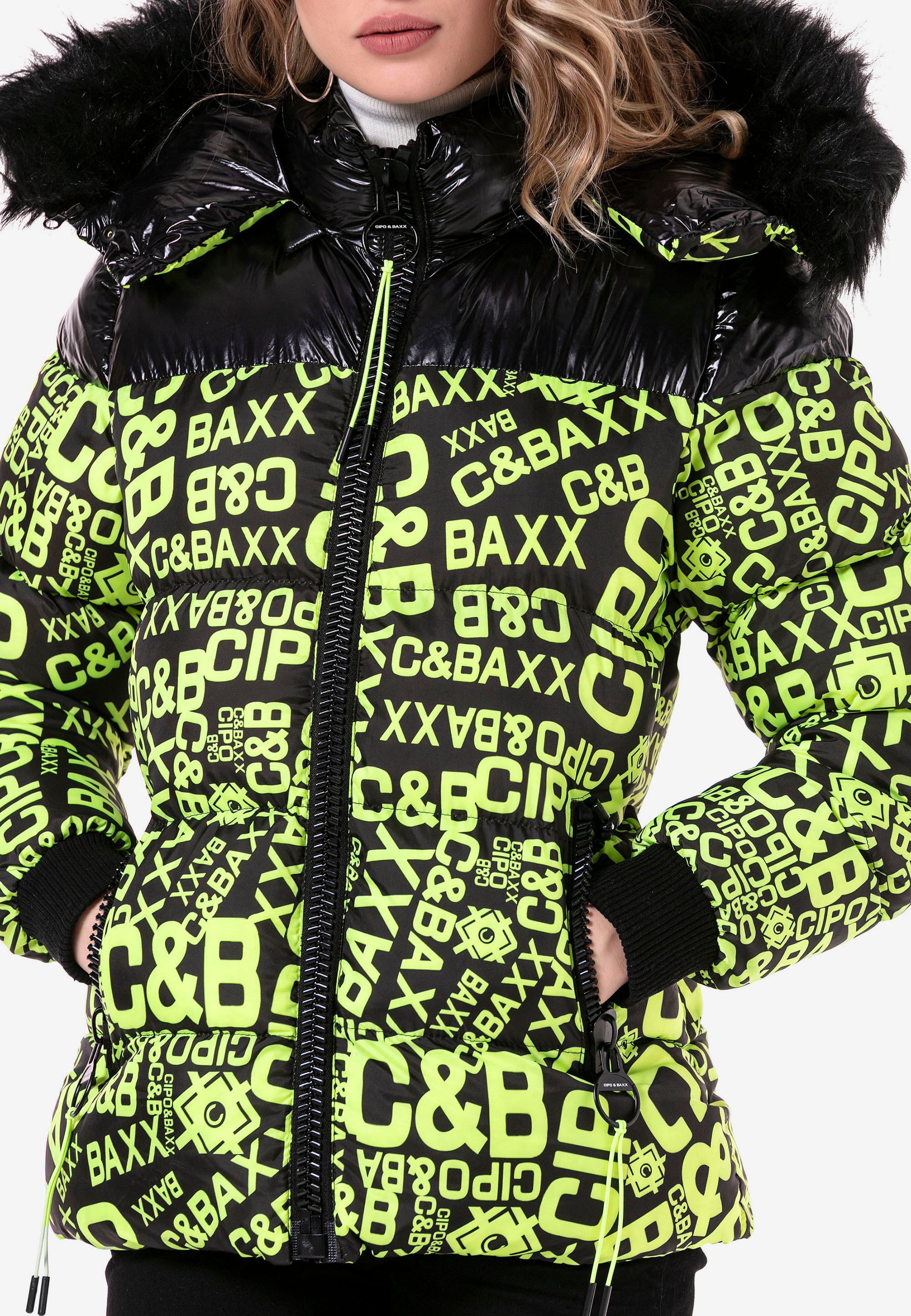 Cipo & Baxx Steppjacke, mit modischem Allover-Print