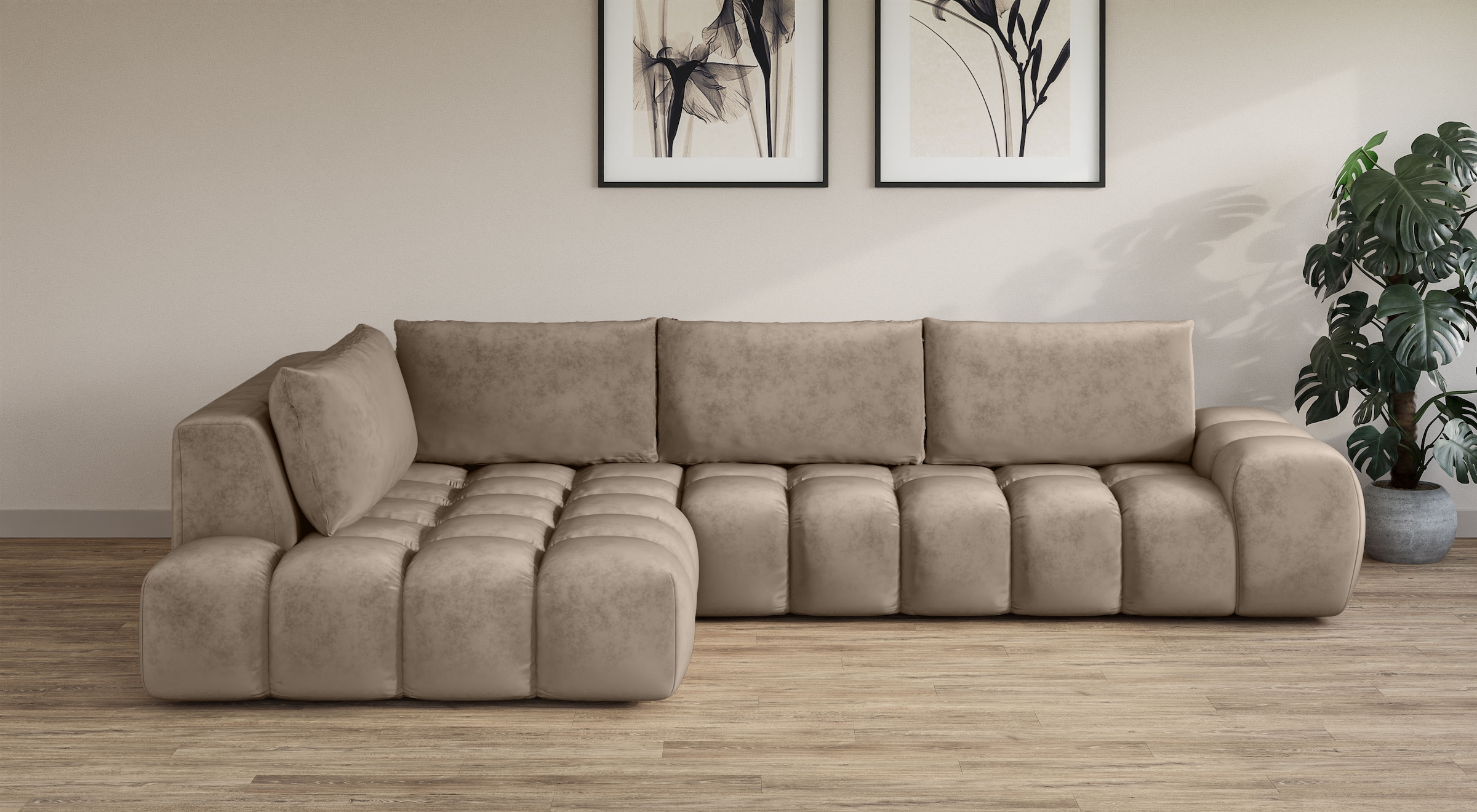 OTTO home Ecksofa "AZITA L-Form, XXL 352 cm Designsofa in Bubble-Opitk" los günstig online kaufen