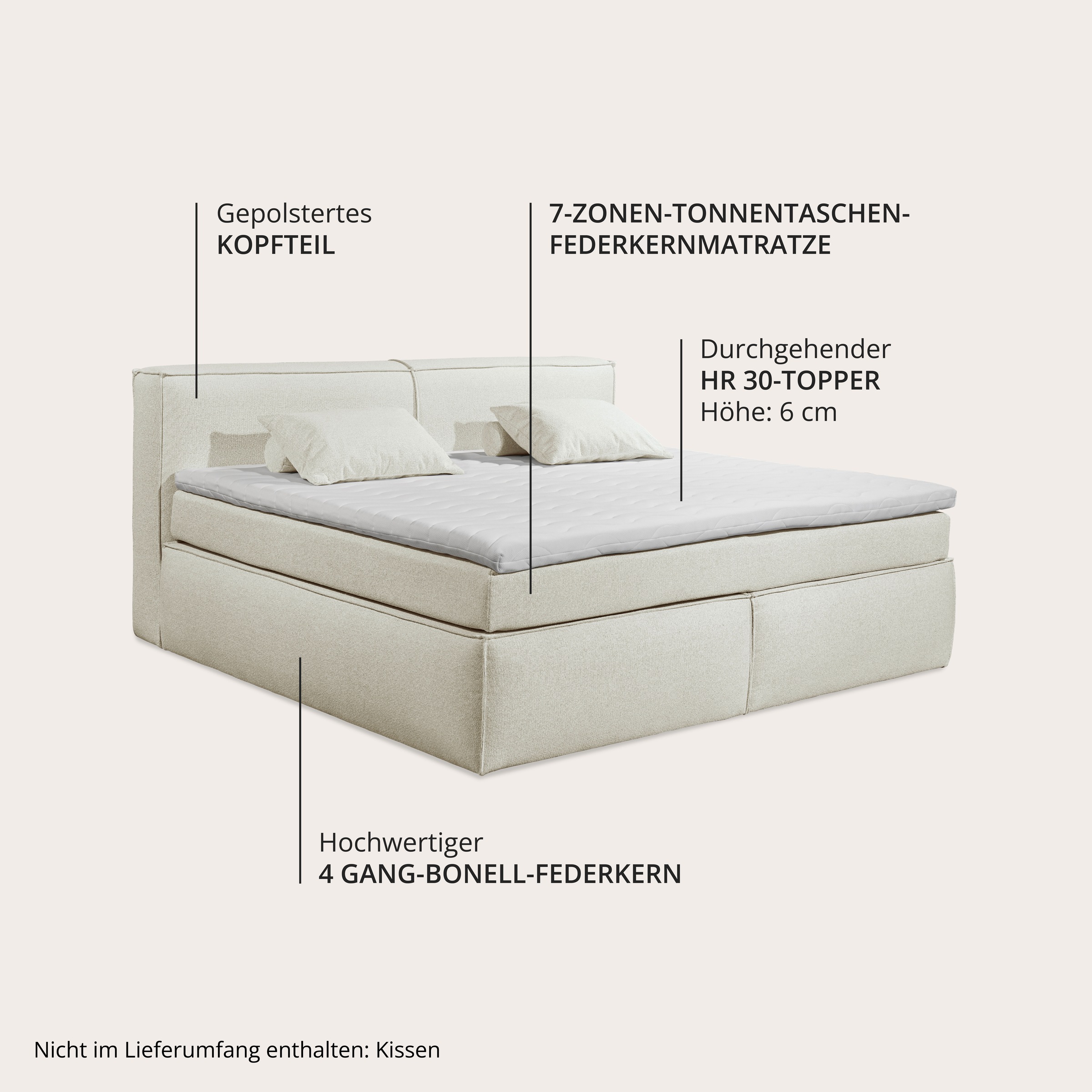 ED EXCITING DESIGN Boxspringbett »Sandon, Familienbett erhältlich in der Größe 240x200cm«