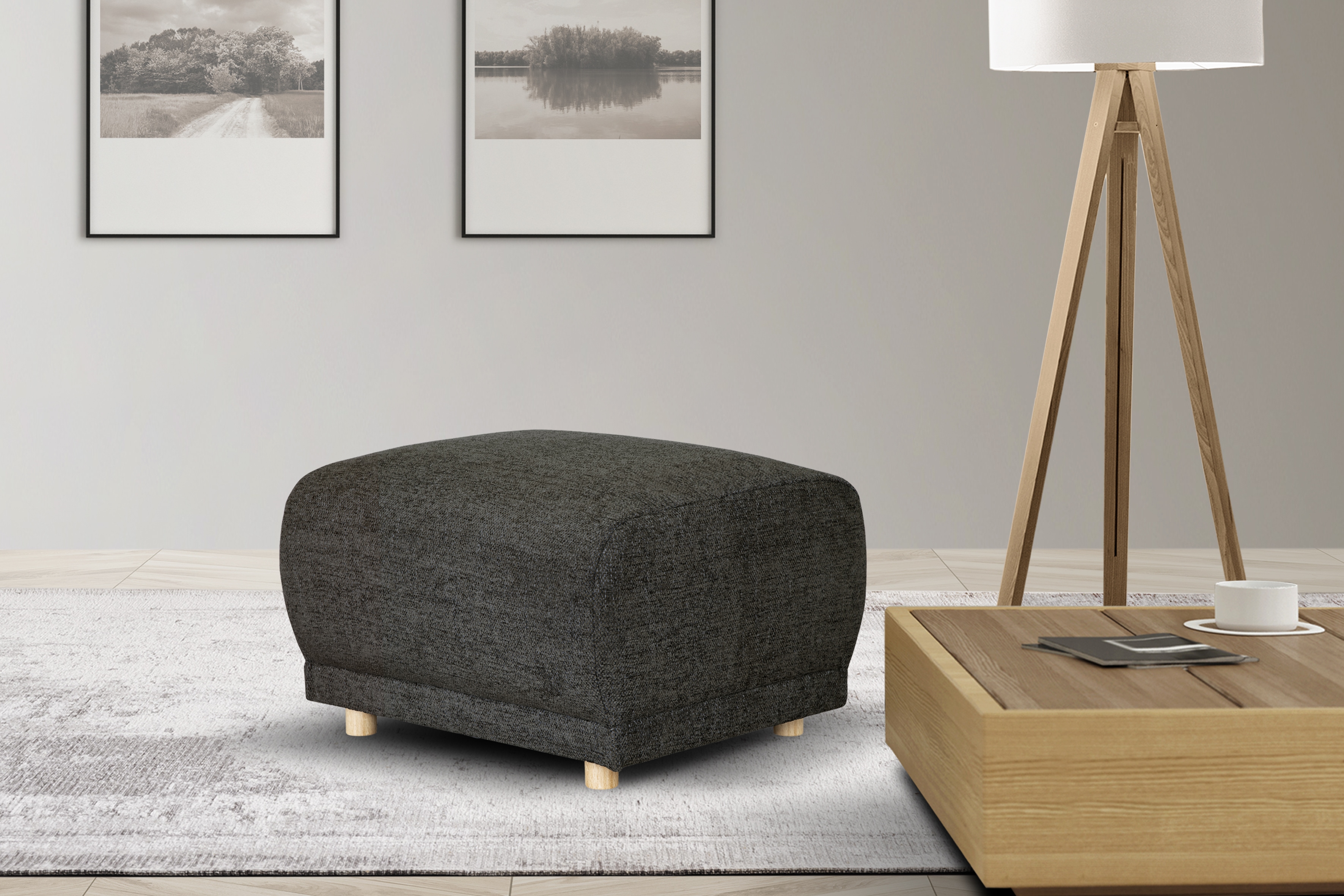 OTTO home Polsterhocker "LEMPS mit Wellenunterfederung, Maße B/T/H: 70/63/45 cm" passend zur Serie, in hochwertiger Verarbeitung