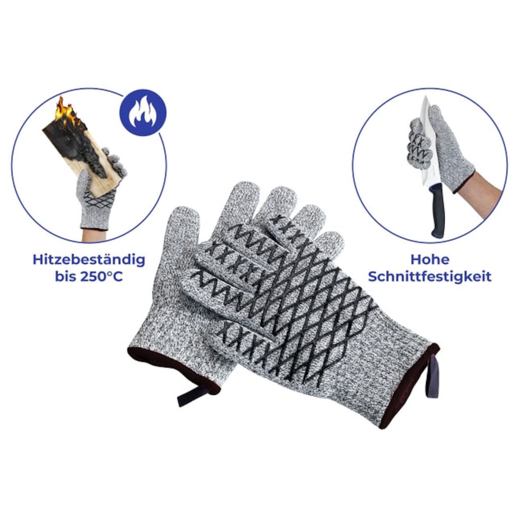 Maximex Grillhandschuhe »2in1«, (Set, 2 tlg.), Hitze-& Schneideschutz für Herren