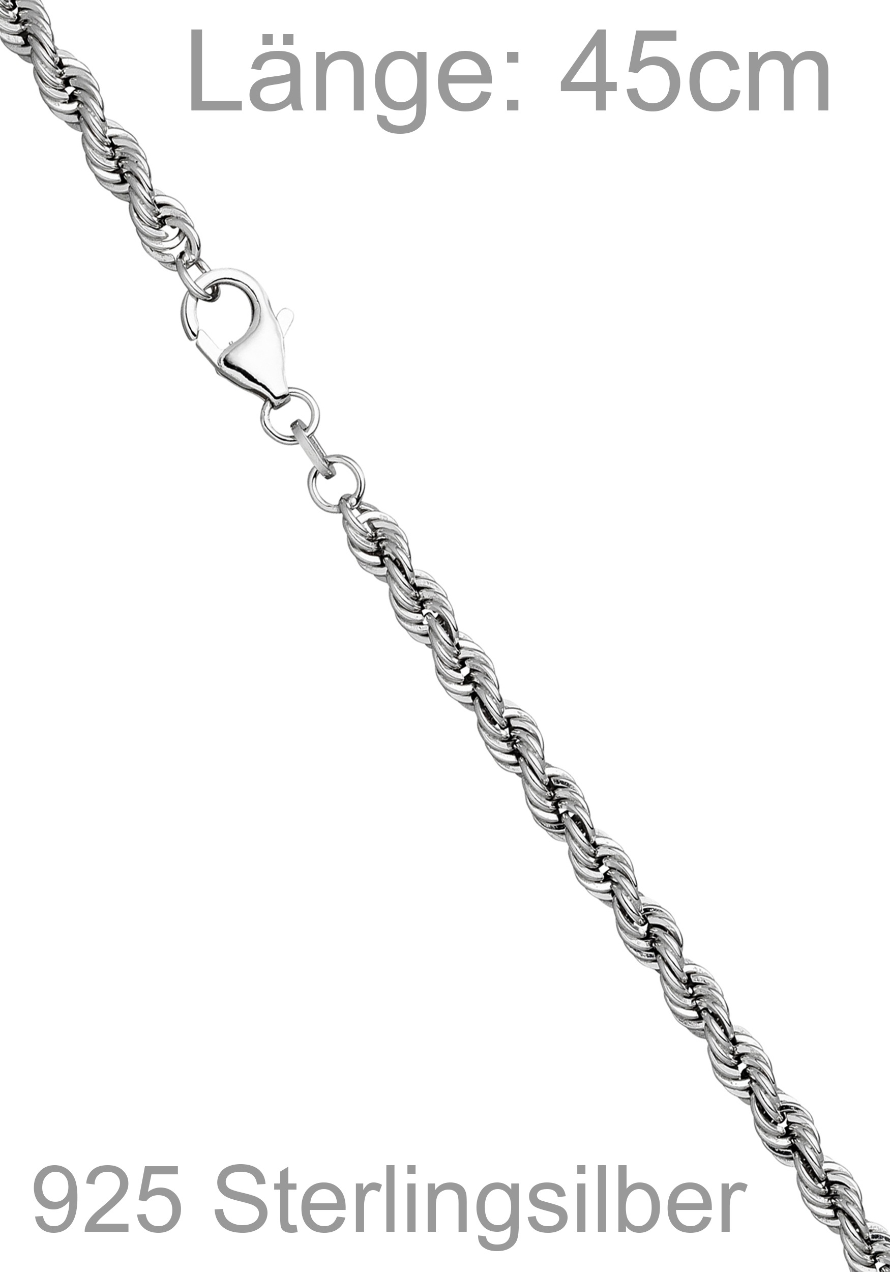 JOBO Silberkette »Kordelkette 4,3 mm« 925 Silber massiv