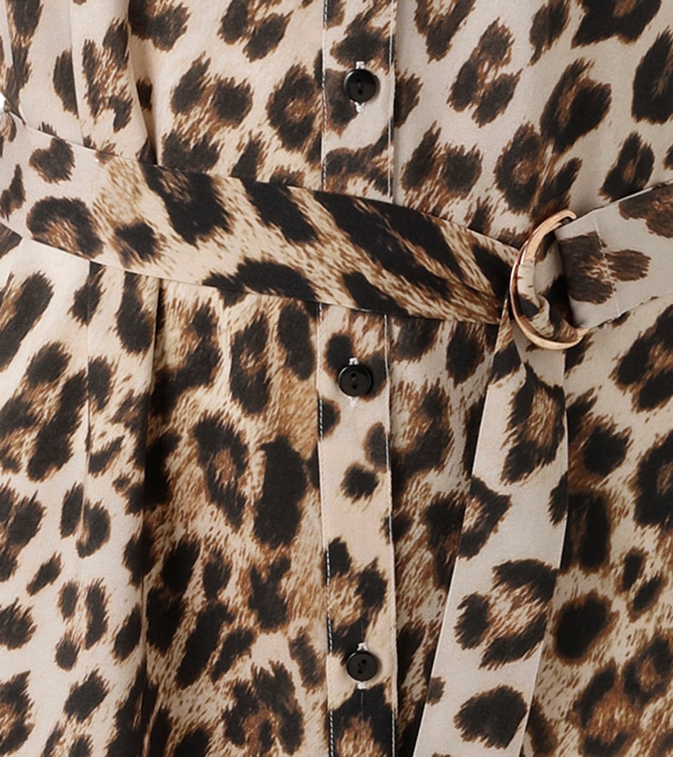 Aniston CASUAL Blusenkleid, (mit abnehmbarem Bindegürtel), mit trendigem Leo-Print - jedes Teil ein Unikat - NEUE KOLLEKTION