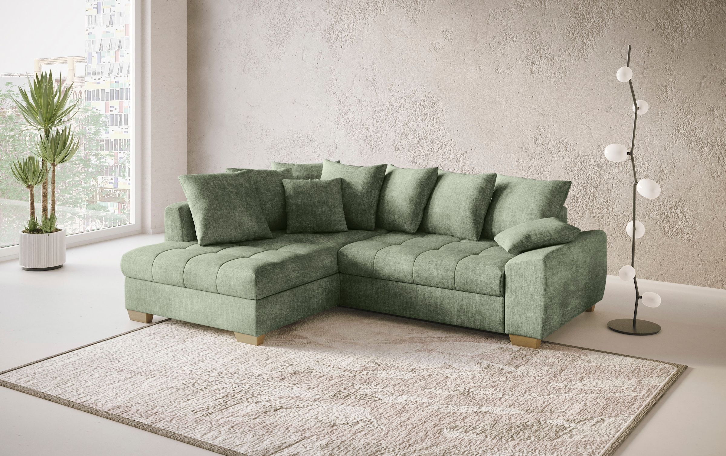 Mr. Couch Ecksofa »Nikita II, L-Form«, Wahlweise mit Bettfunktion, Bettkasten & RGB-LED-Beleuchtung