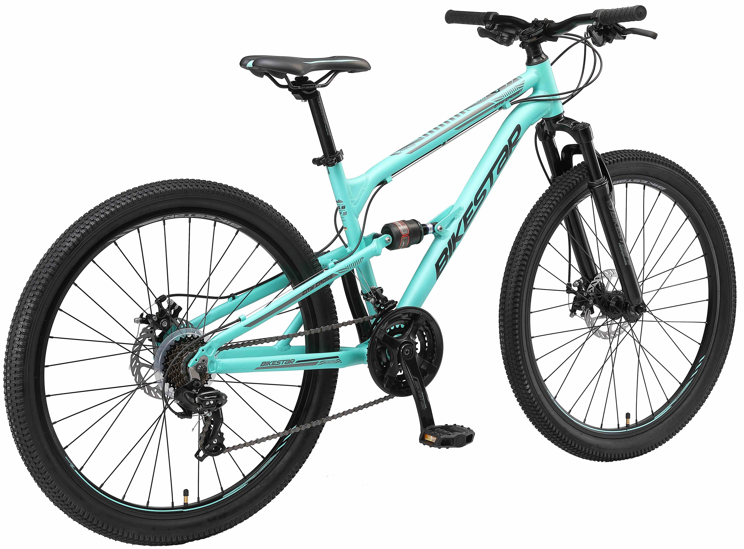 Bikestar Mountainbike, 21 Gang, Shimano, RD-TY300 Schaltwerk, Kettenschaltung, für Damen und Herren, Kettenschaltung