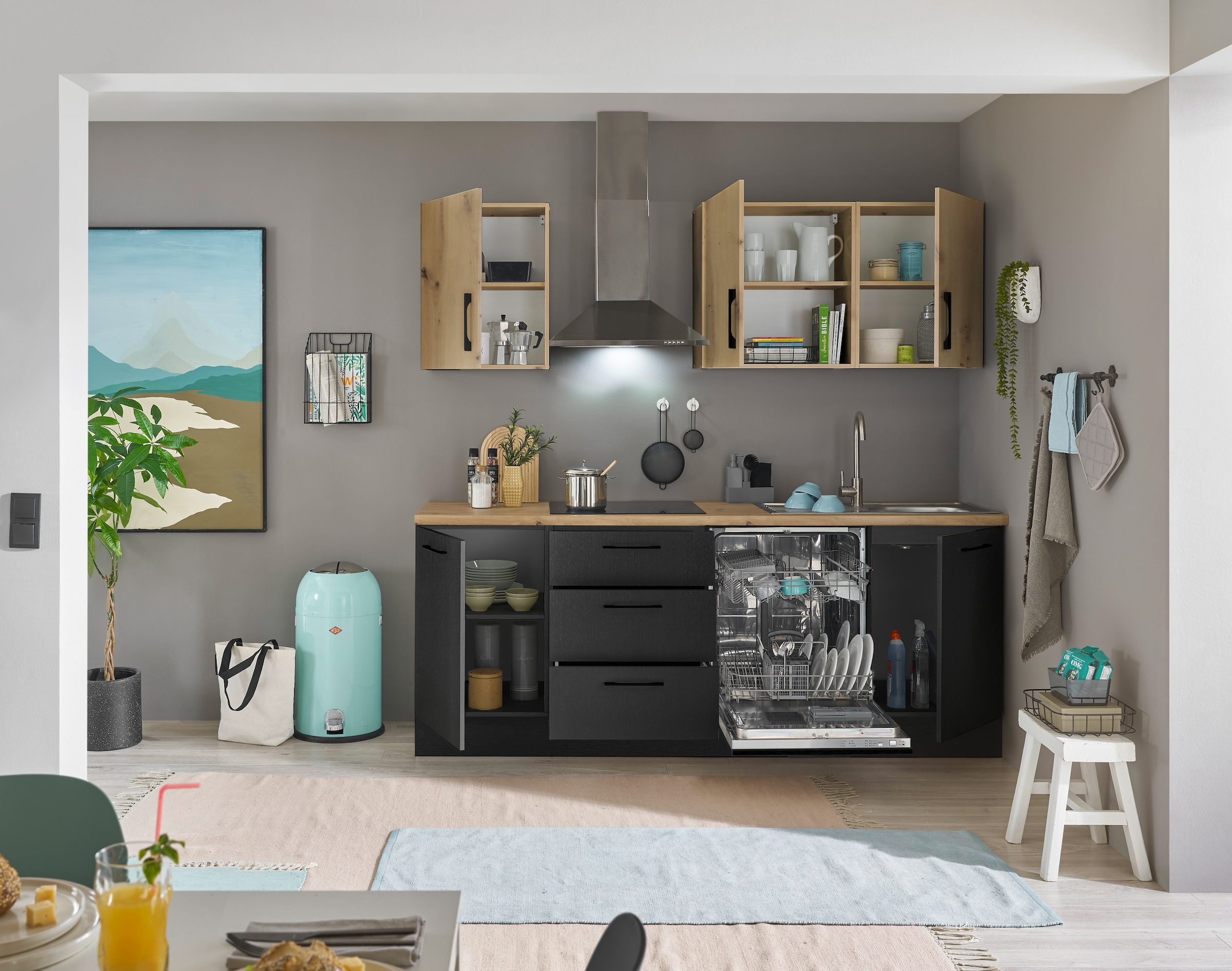 BASIC by Balculina Küchenzeile »Turin«, Breite 220 cm, ohne E-Geräte, mit Soft-Close-Funktion