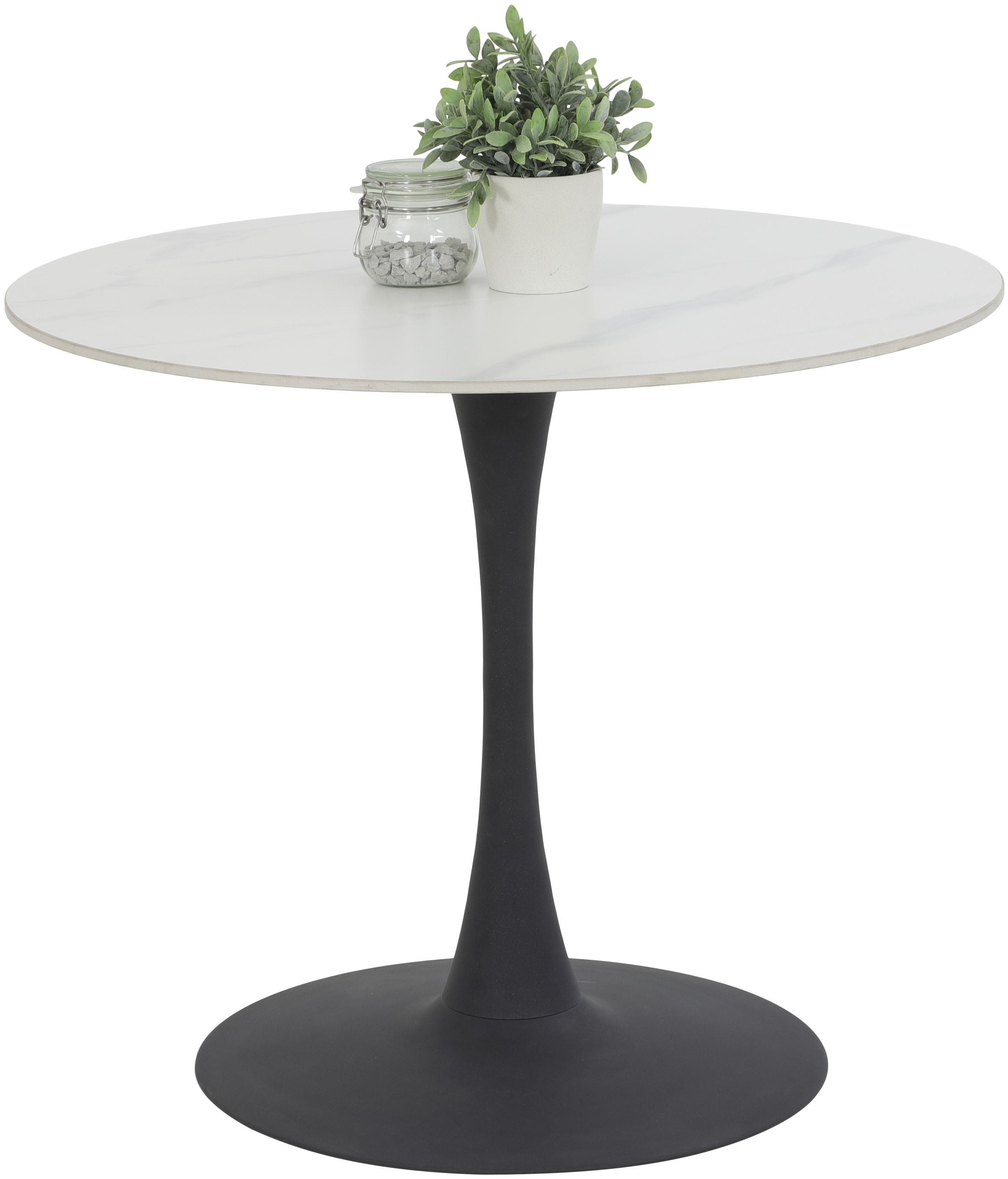 HELA Essgruppe »MOSEL«, (3 tlg.), Tisch 90x75 cm, Platte rund, gesinterter Stein, Armlehnenstuhl