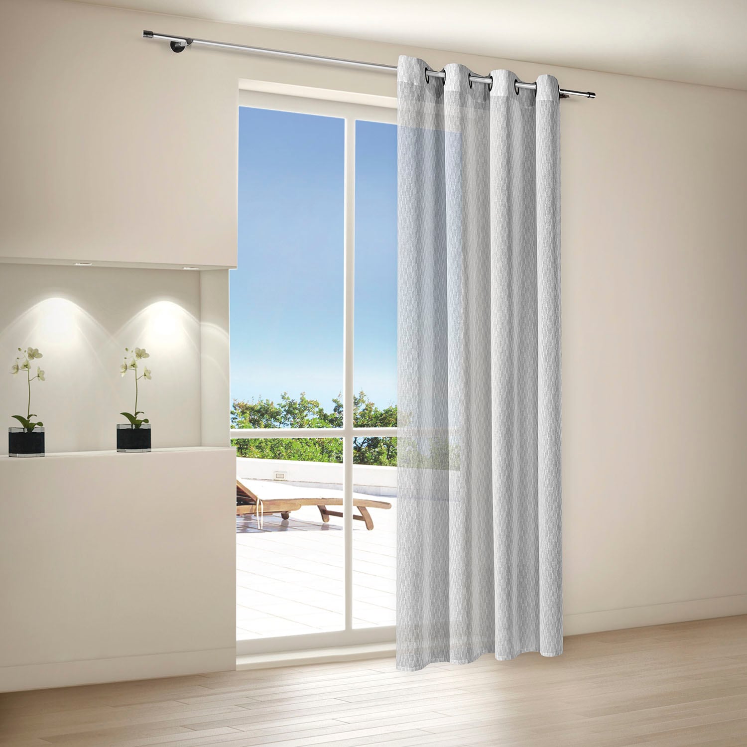 Gerster Gardine "Penny" Ösen 1 Stk. tlg. Ösenschal "Penny" bedruckt günstig online kaufen