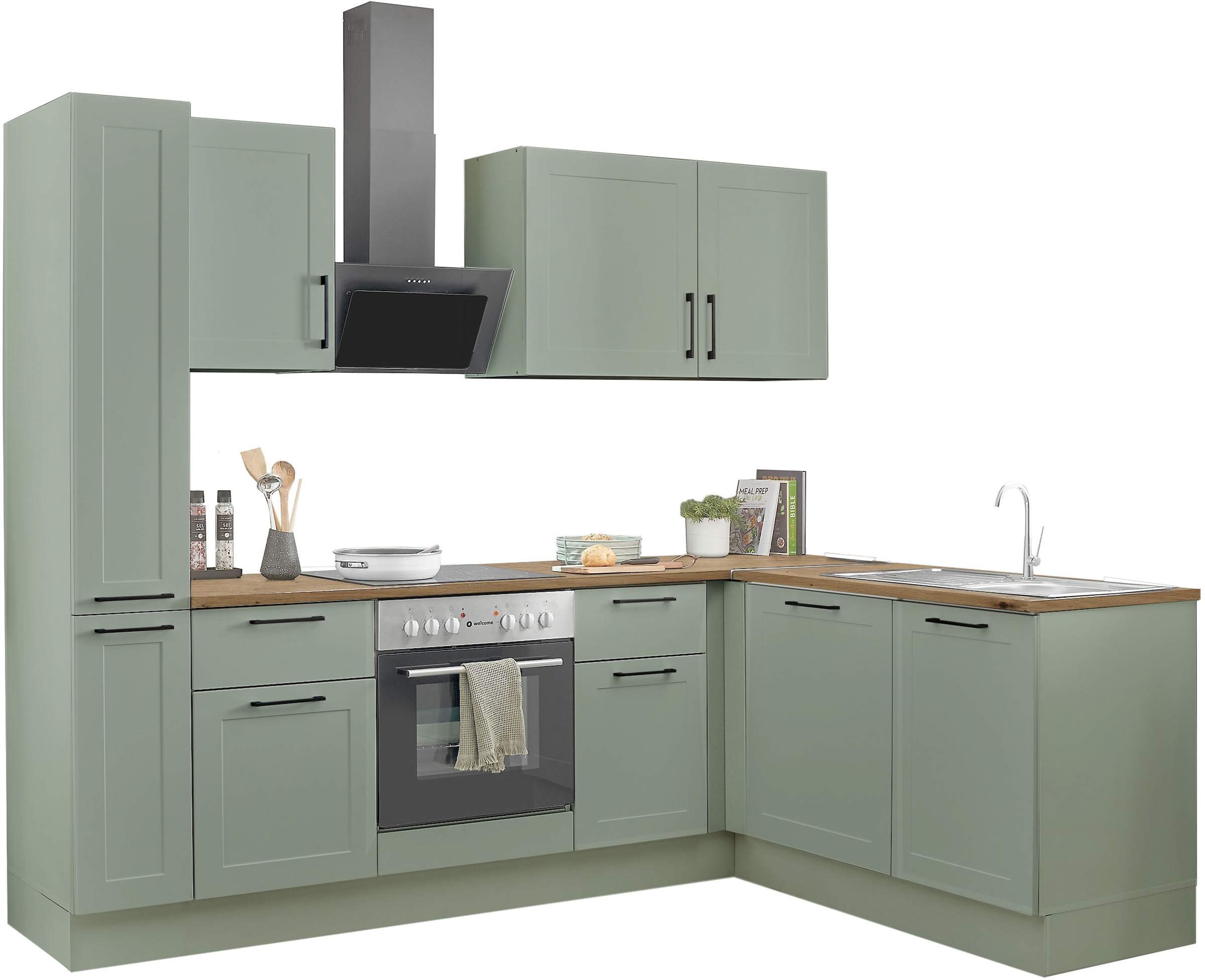 BASIC by Balculina Winkelküche »Marsi«, Stellmaße 250x175 cm, wahlweise mit E-Geräten, Soft-Close-Funktion