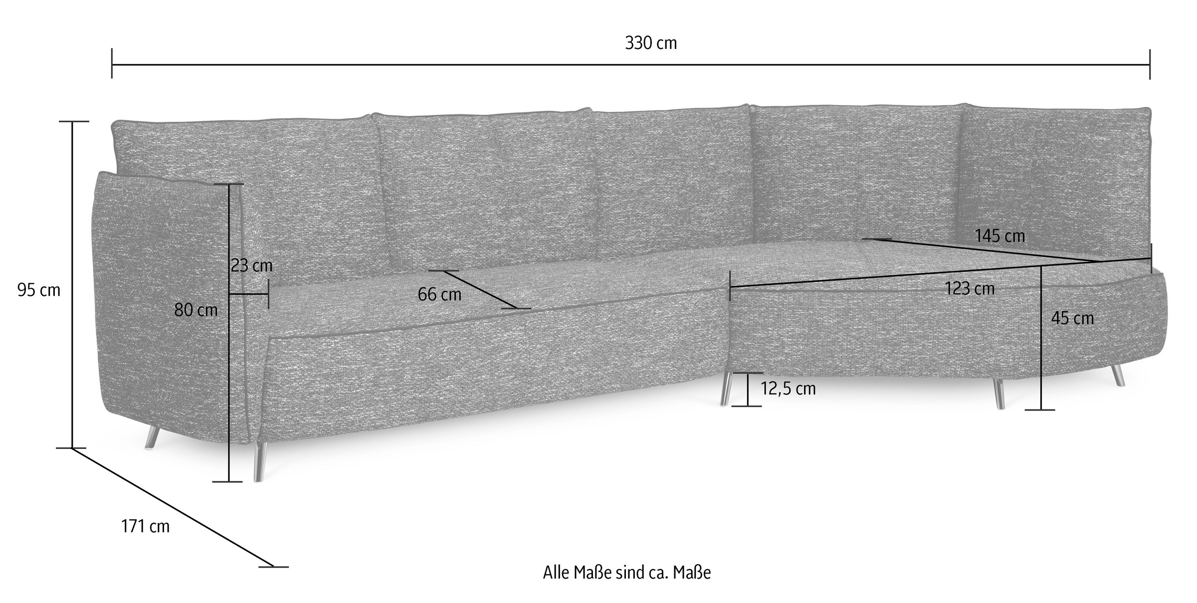 designwerk Loungesofa »Faber«, Loungesofa mit Rückenteil-und-Armteilverstellung