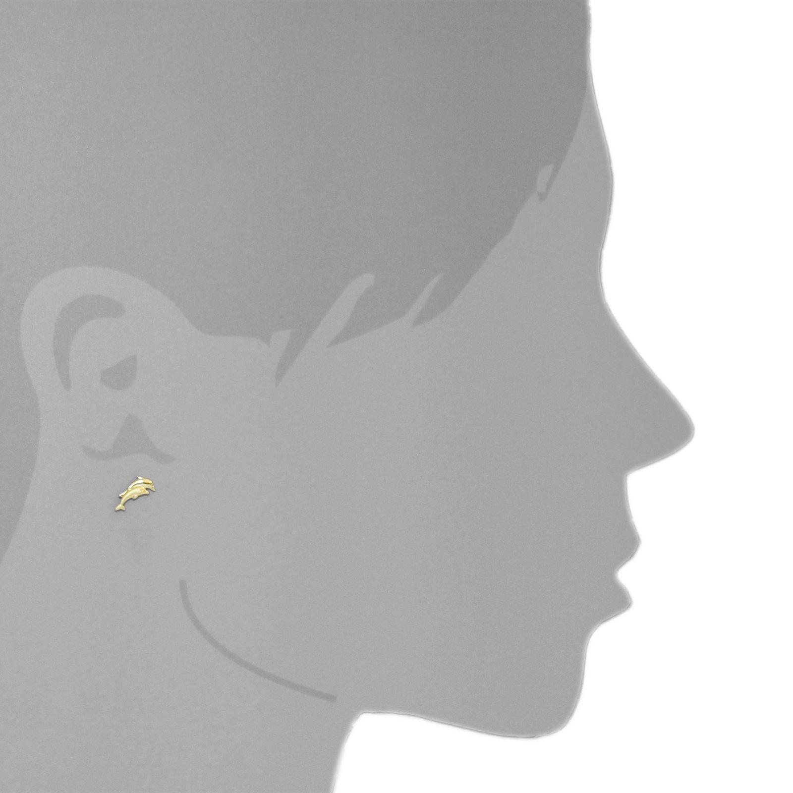Paar Ohrstecker OSTSEE-SCHMUCK "Ostsee-Schmuck Ohrstecker Delphinpaar Ohrstecker Delphinpaar", gelb, Ohrringe, Damen, 12 x 5mm, Gelbgold 333 2