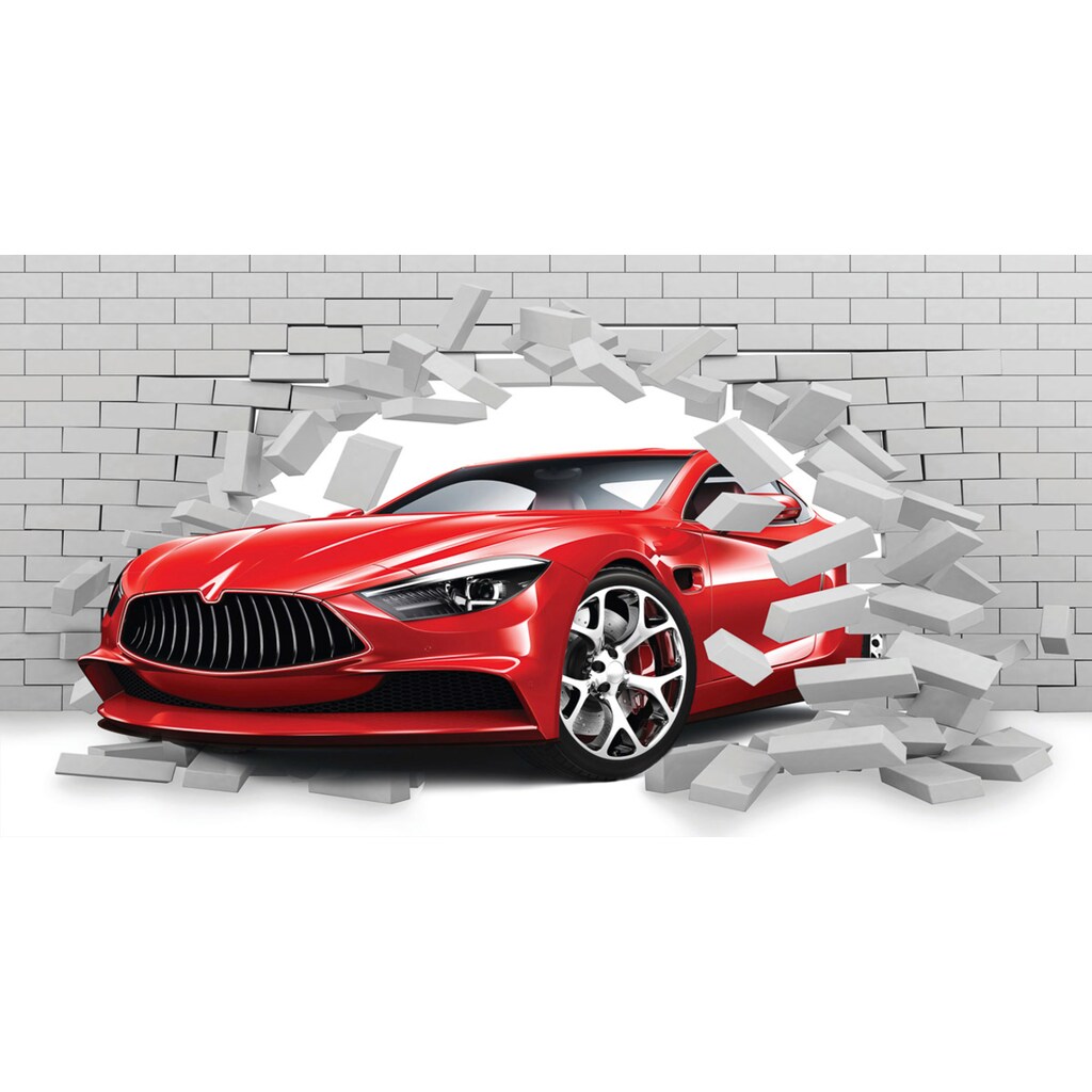 Papermoon Fototapete »Auto durch Mauer«
