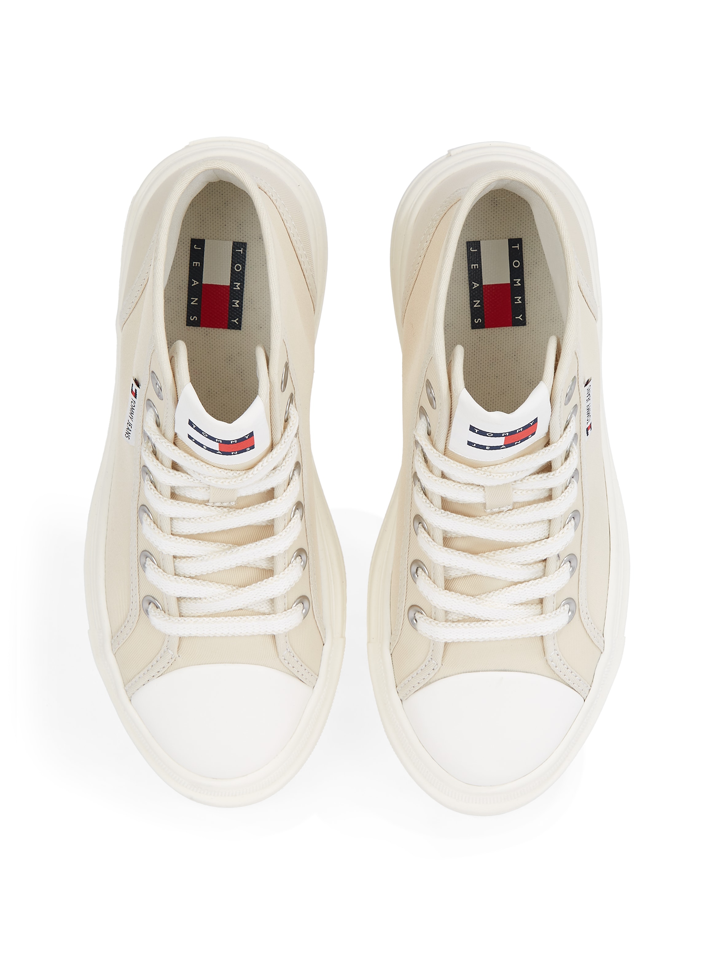 Tommy Jeans Plateausneaker »TJW FOXING FLATFORM SNEAKER HIGH«, Freizeitschuh, Schnürboots, High Top-Sneaker mit Kontrastnähten