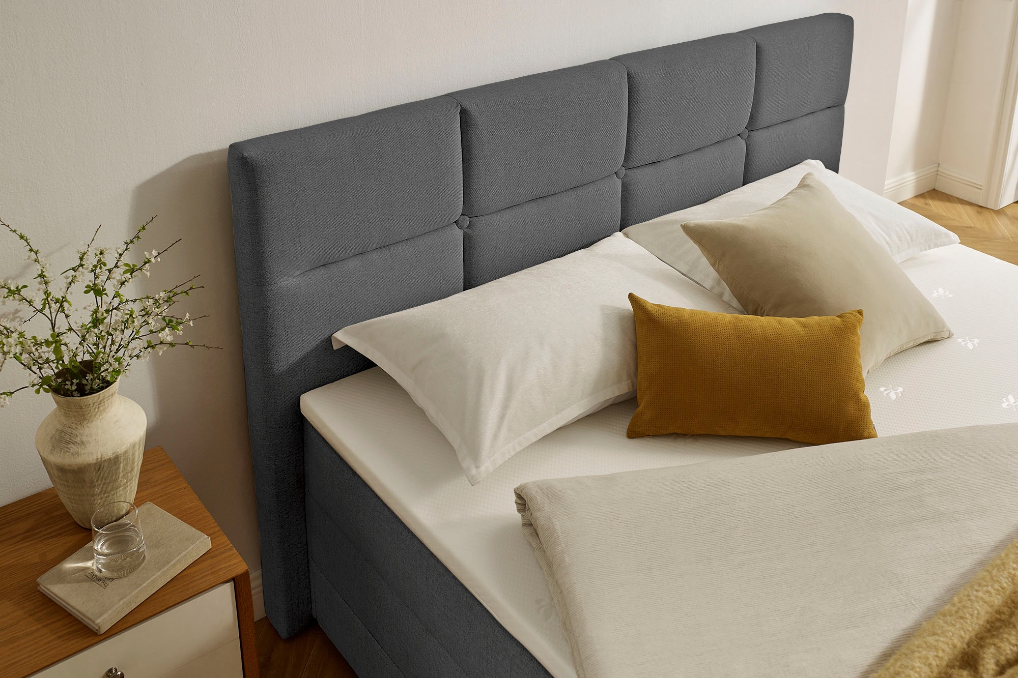 INOSIGN Boxbett »Fillmore inkl. Bettkasten, Liegefläche 180x200 cm, in Boxspring-Optik«, inkl. Topper, erhältlich in verschiedenen Farben