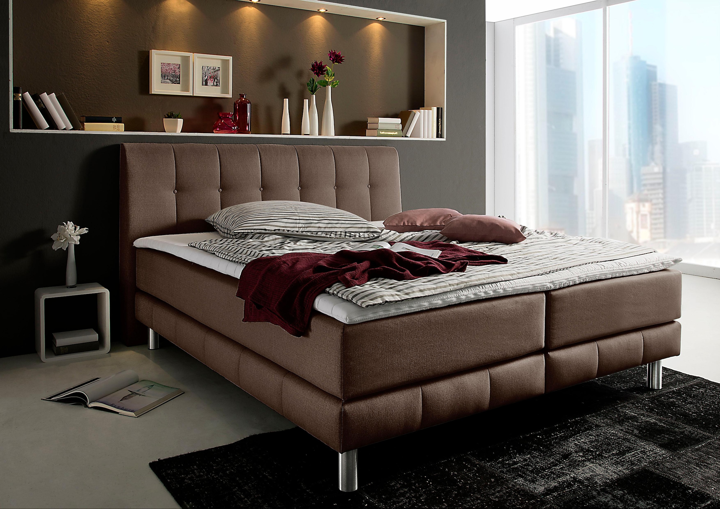 PLACES OF STYLE Boxspringbett "Cafone" inkl. Topper, 5 Breiten, 3 Matratzen günstig online kaufen