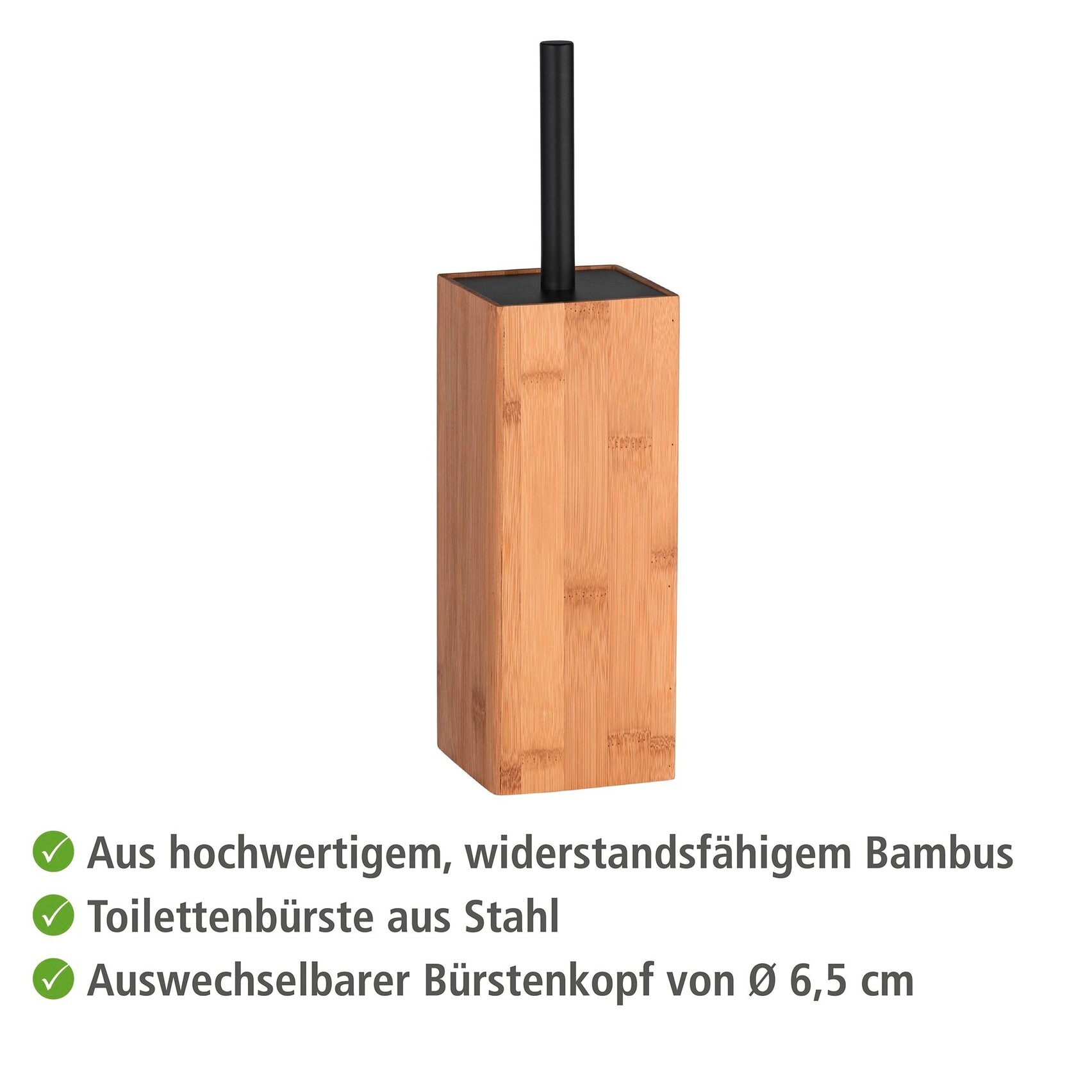 WENKO WC-Garnitur »Padua« 1 Stk. aus Bambus-Polyester | Metall Bambus