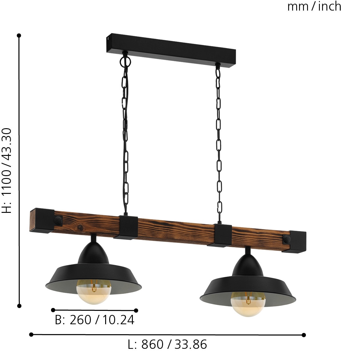 EGLO Hängeleuchte »OLDBURY« E27 1 Stk. Vintage Pendelleuchte, E27, 86 cm, FSC zertifiziert