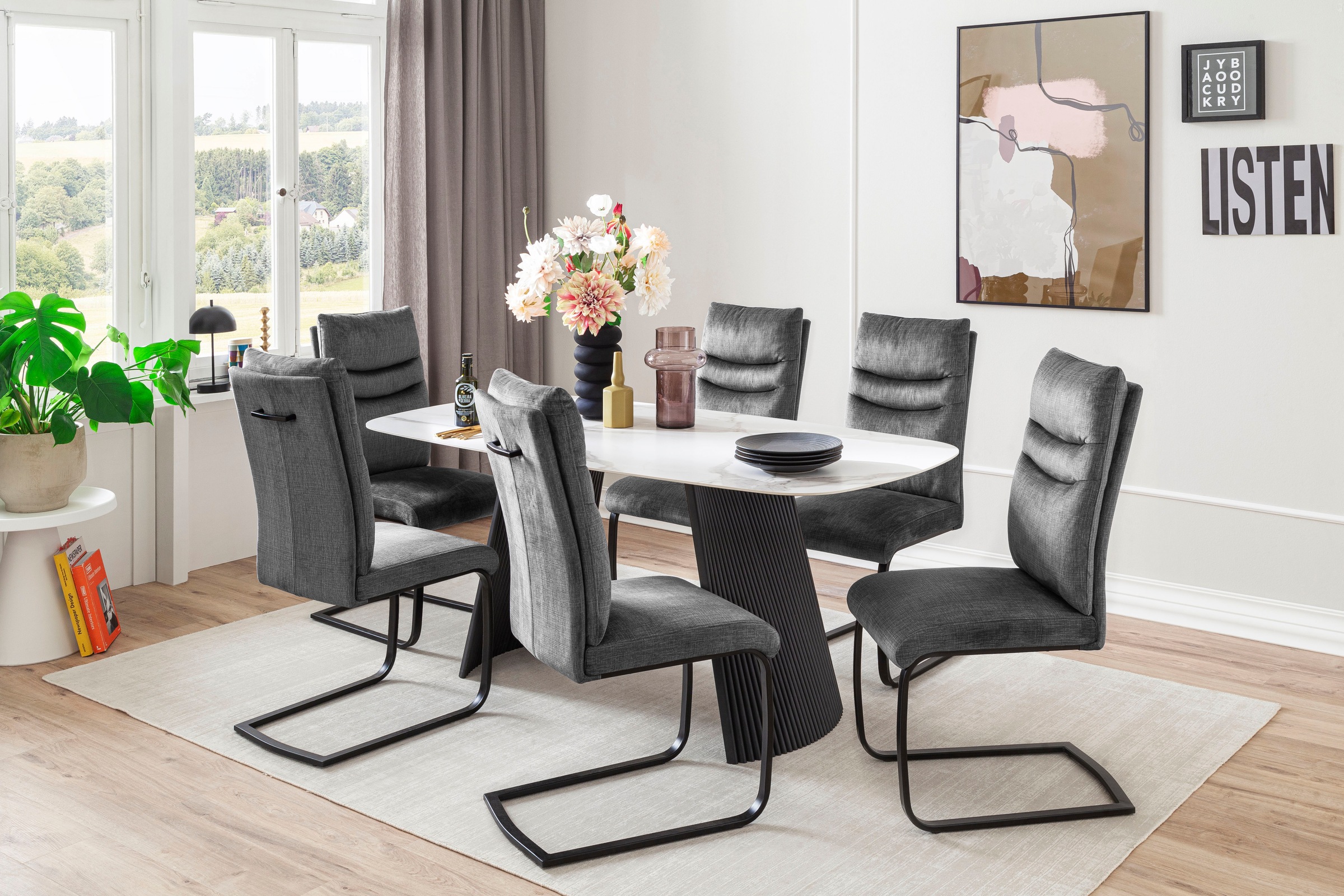 MCA furniture Freischwinger »Gibara Schwingstuhl 2er Set«, (Set), 2 St., Veloursstoff, Esszimmerstuhl,Nosag Federung im Sitz,Flachrohr,Belastbarkeit 140 kg