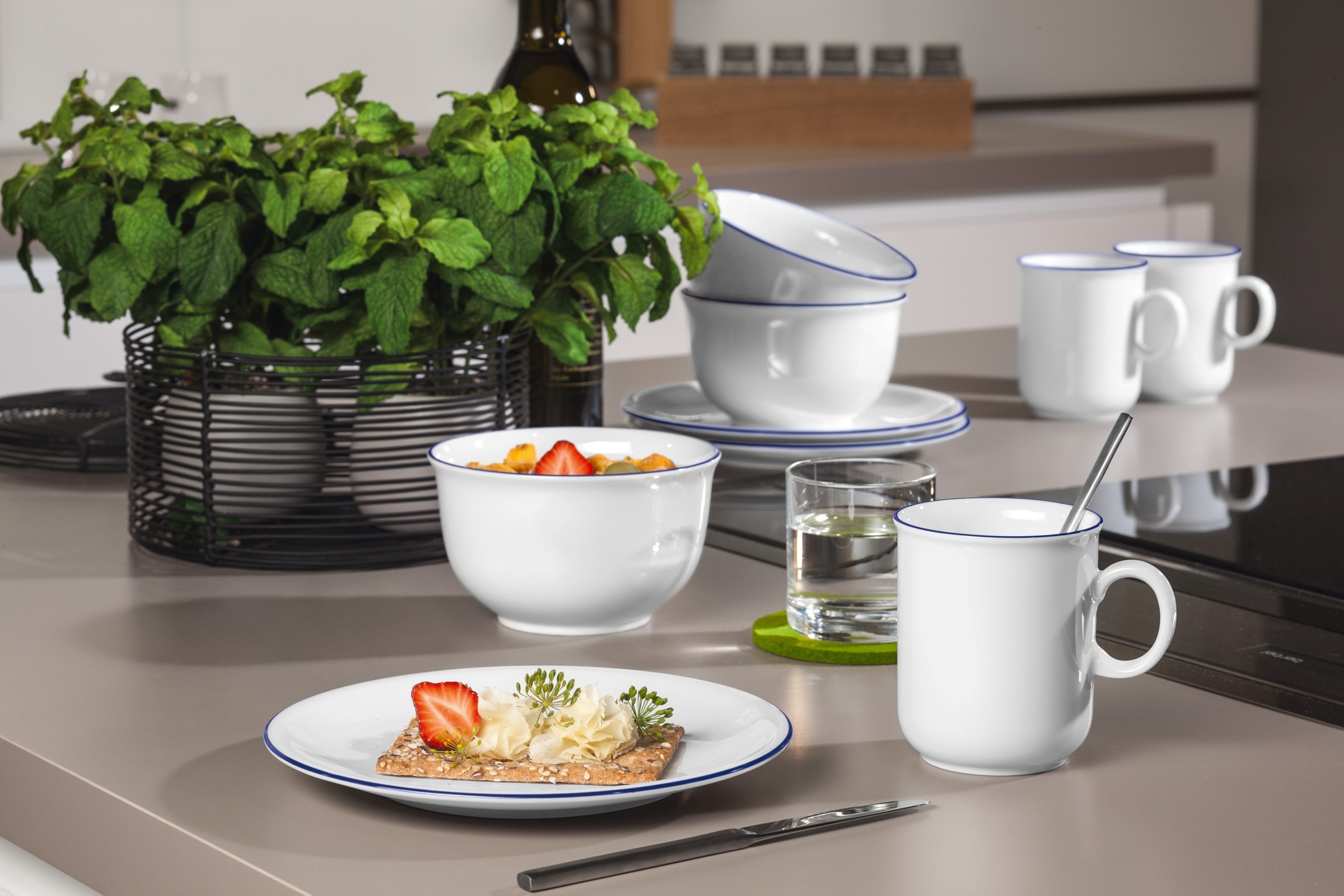 Seltmann Weiden Kaffeeservice "Geschirr-Set, Service Compact Blaurand" Tell günstig online kaufen