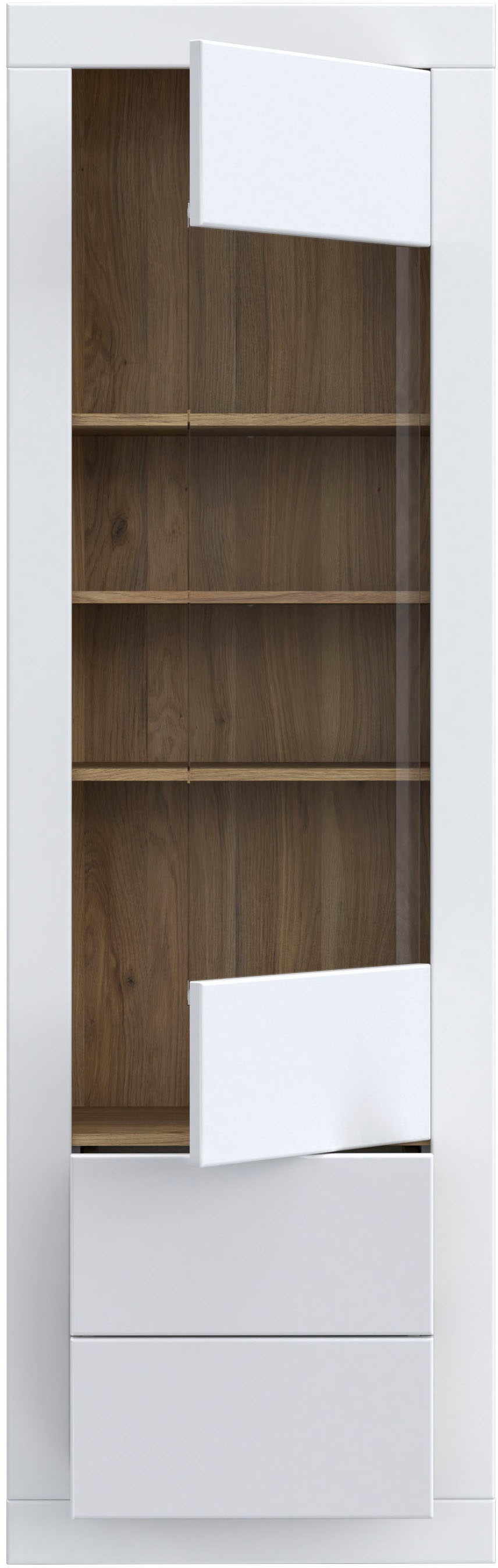 FORTE Vitrine »Lefkadas, Breite 61,3cm, Höhe 196 cm«, Vitrine, grifflose Front, breite Rahmenoptik, Tür mit Glaseinsatz